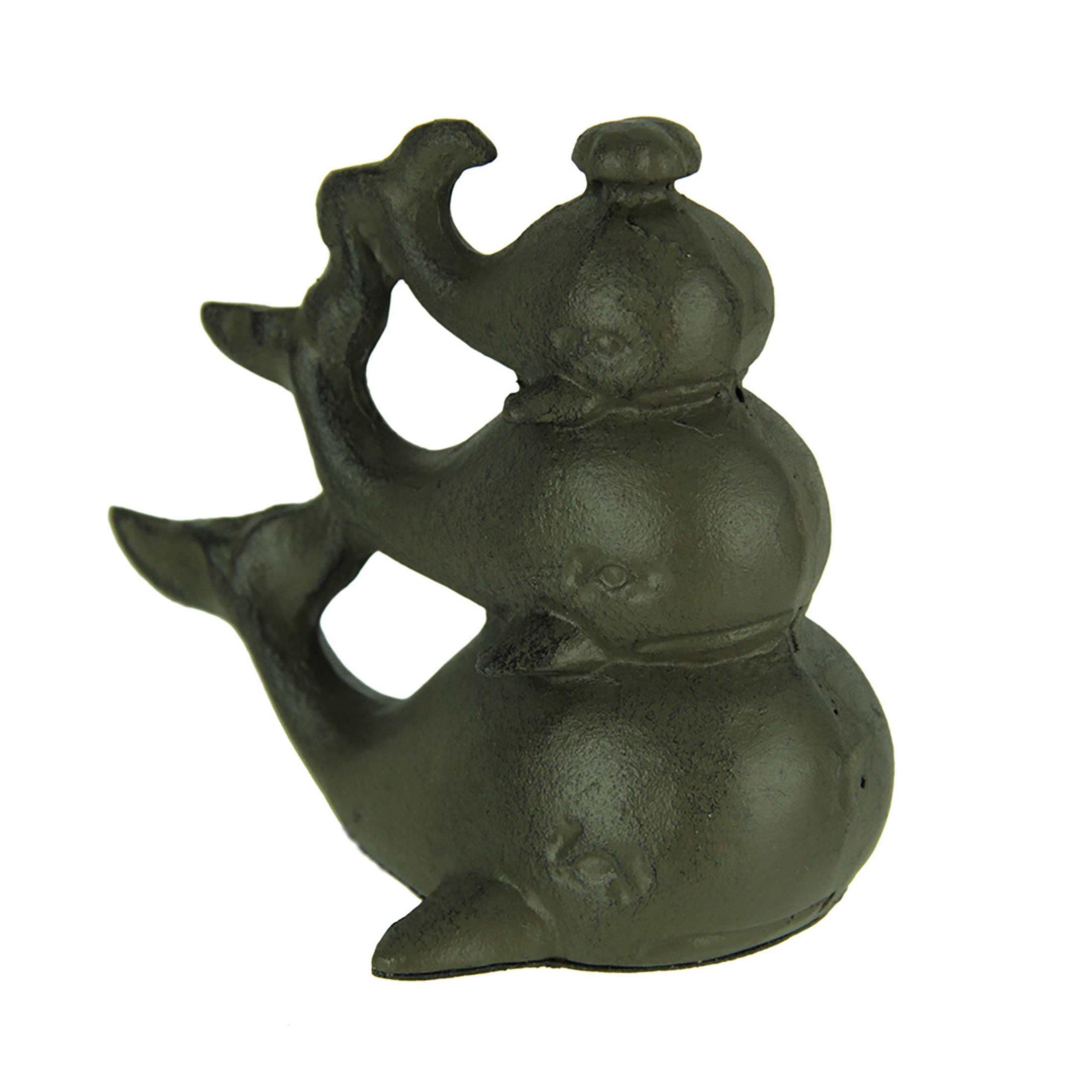 Moby Dick Specialties MD-MA-1162 Rust Brown Cast Iron Triple Stacked Whale Figurine