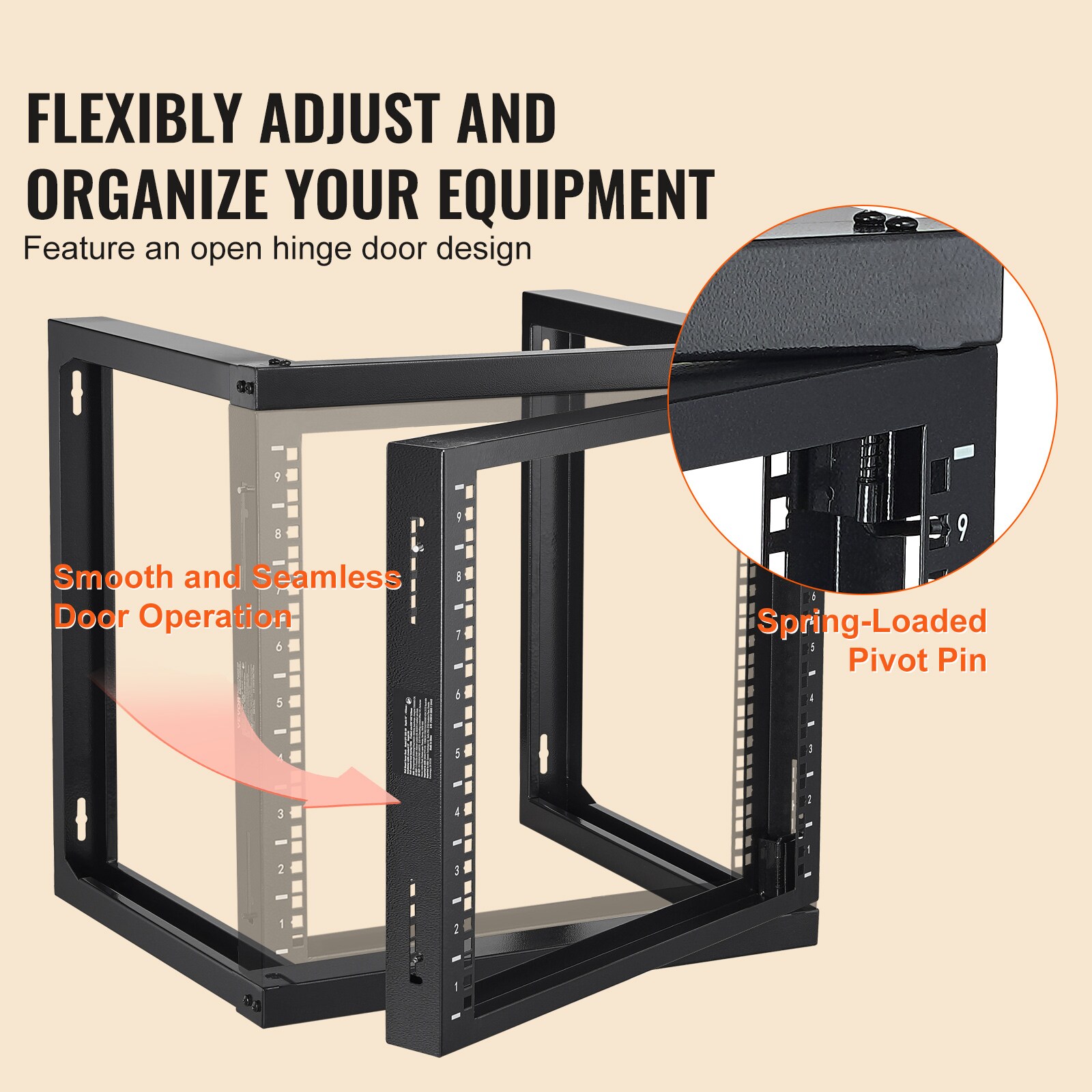 Mecale 9U Wall Mount Open Frame Server Rack 150-lb Carbon Steel with ...