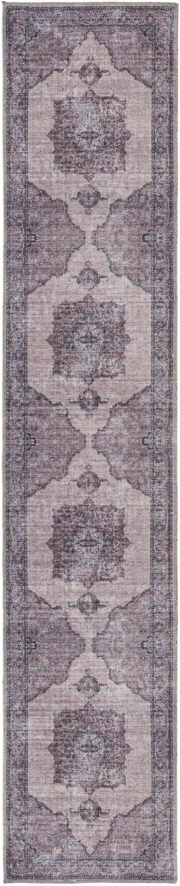 Ivory Floral Chenille Washable Runner Rug