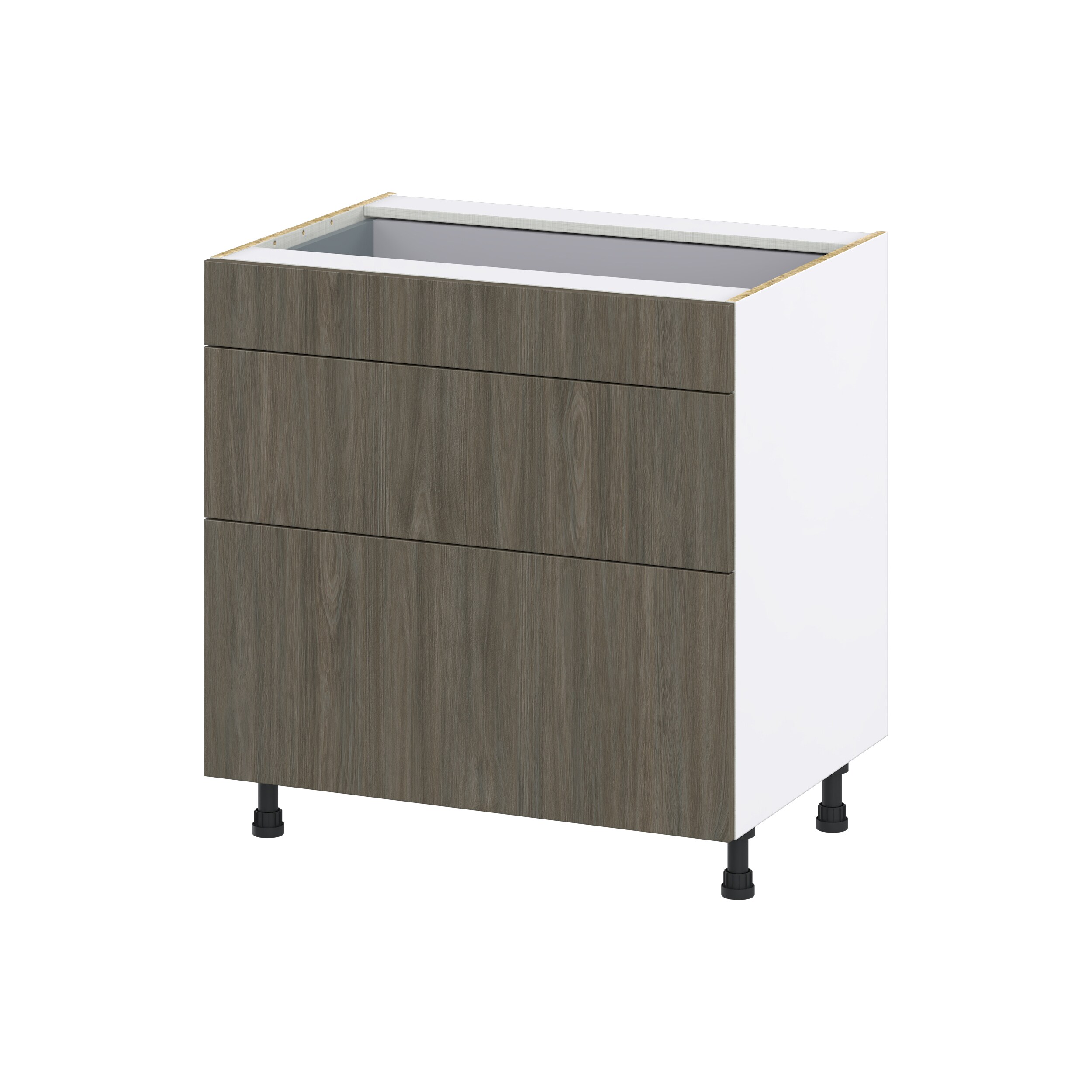 Hugo&Borg Savane 33-in W x 34.5-in H x 24-in D Textmel 3-Drawer Base Fully Assembled Cabinet (Flat Panel Style)