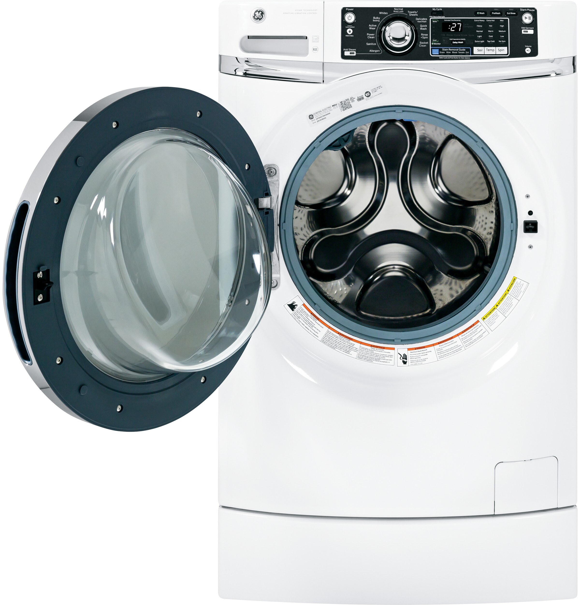 GE 4-cu ft High Efficiency Steam Cycle Front-Load Washer (White