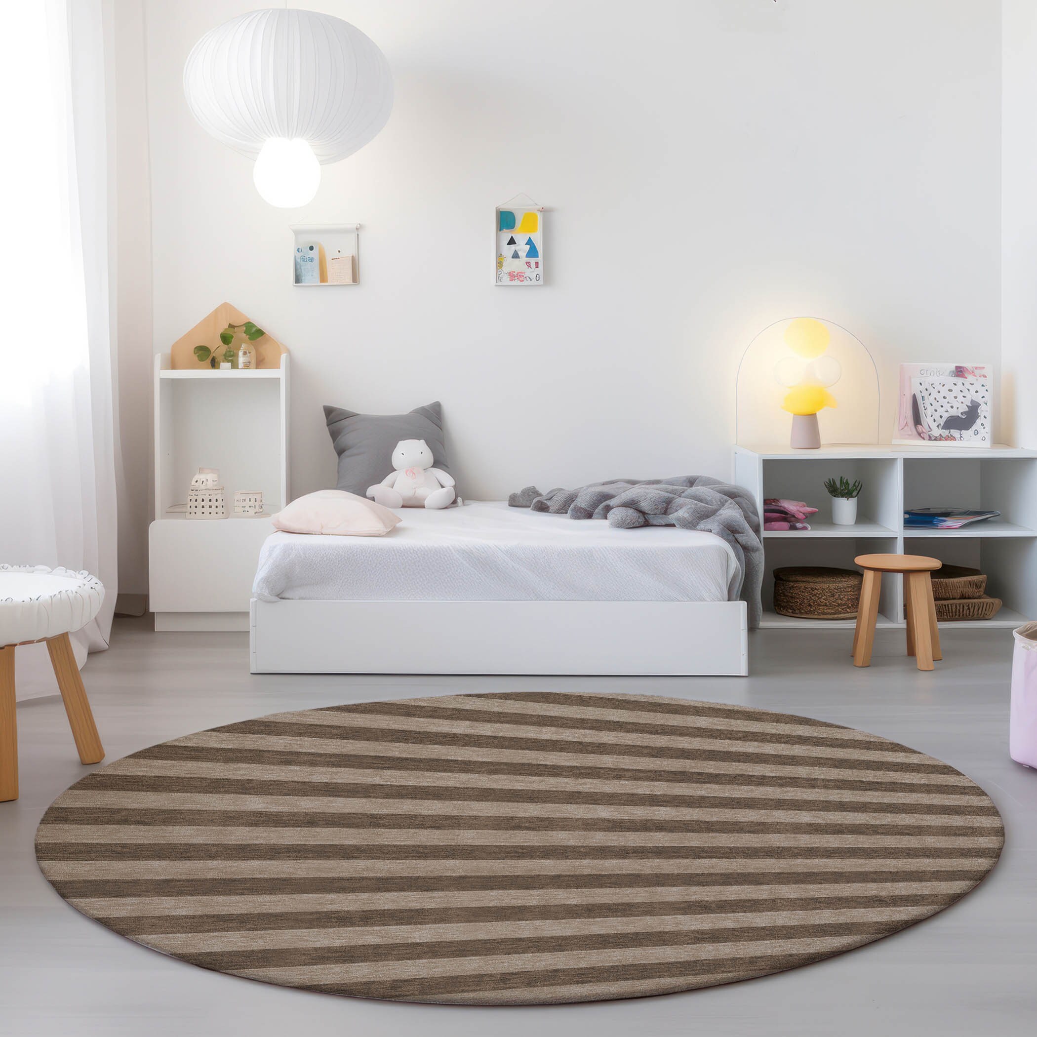 Addison Rugs ACN530CF8RO Chantille ACN530CF 8 x 8 (ft) Polyester Coffee Round Indoor/Outdoor Stripe Machine washable Area rug