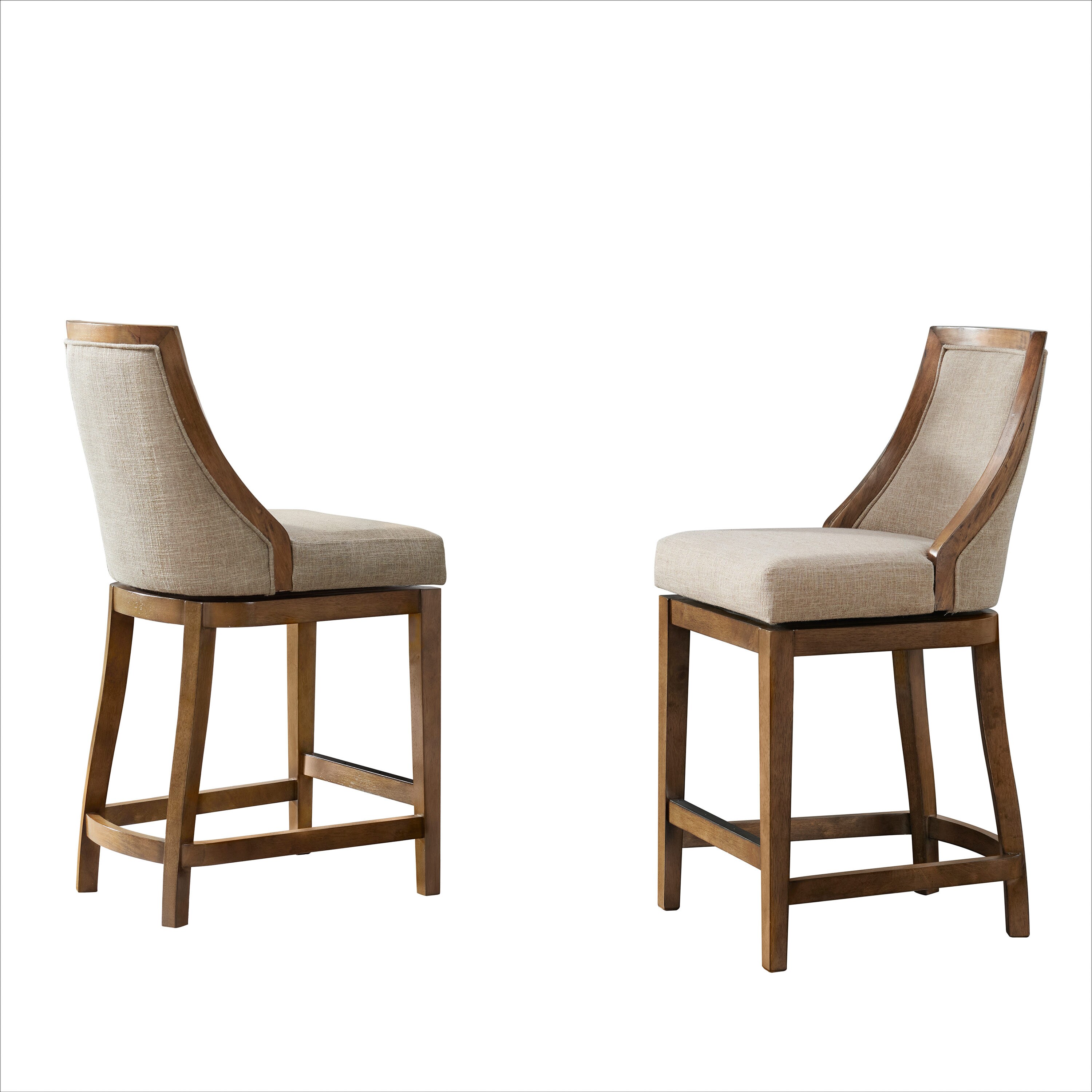 Alaterre Furniture ANEL03FDCR2 Set of 2 Brown/Gray Counter height (24-in to 27-in) Bucket Seat Upholstered Wood Back Bar Stool Back