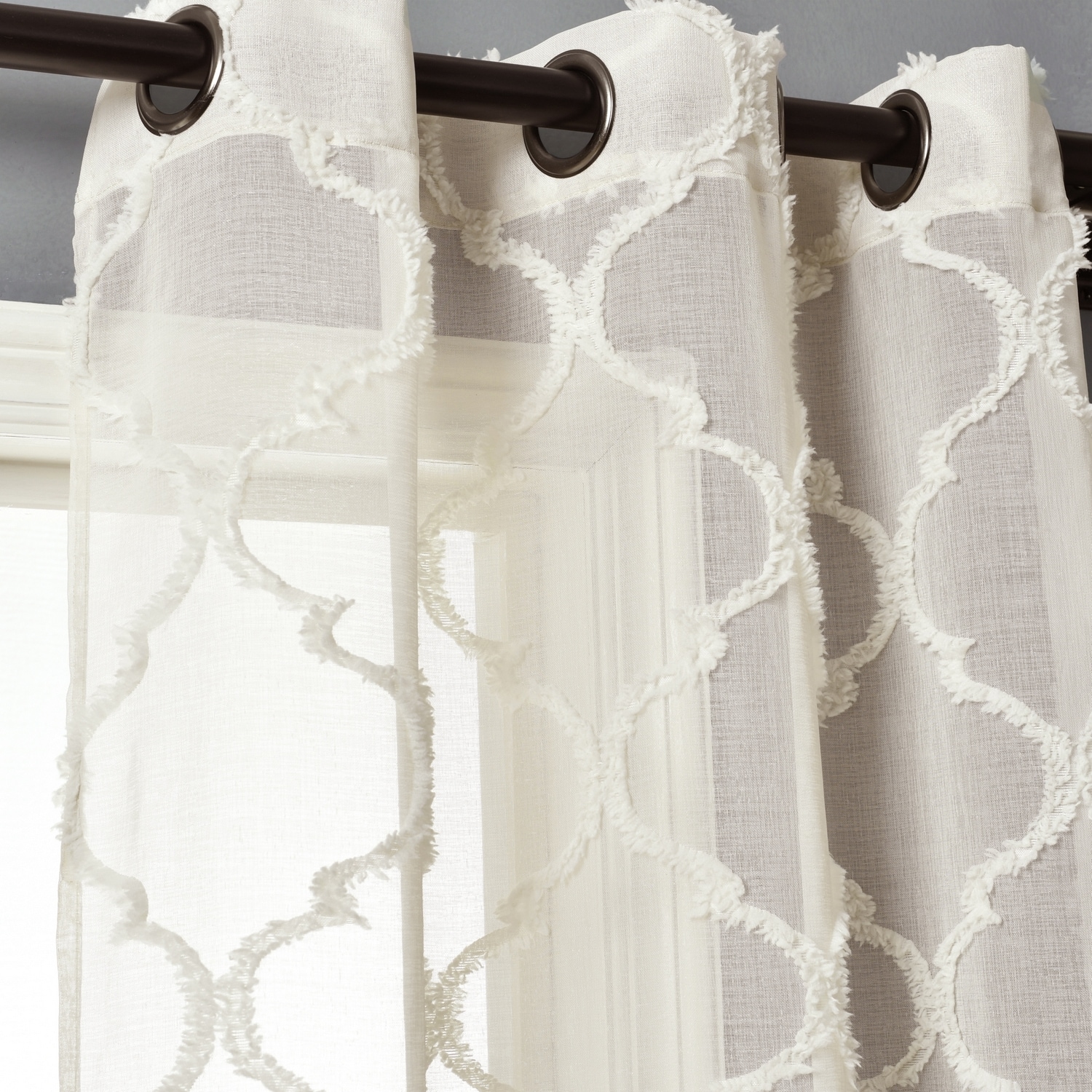 Beige Sheer Grommet Top Polyester Window Panels, 38" x 95", Set of 2