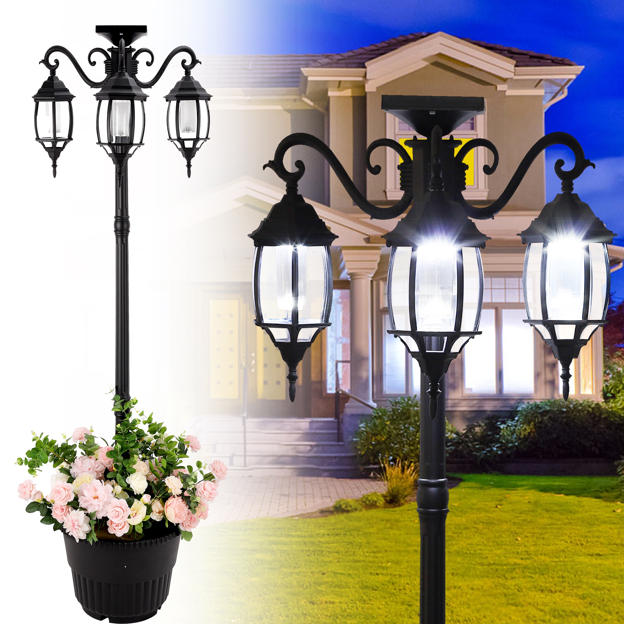 Sun-Ray 3L2018 22.0-in W Medium Black Metal Outdoor Planter with Drainage Holes