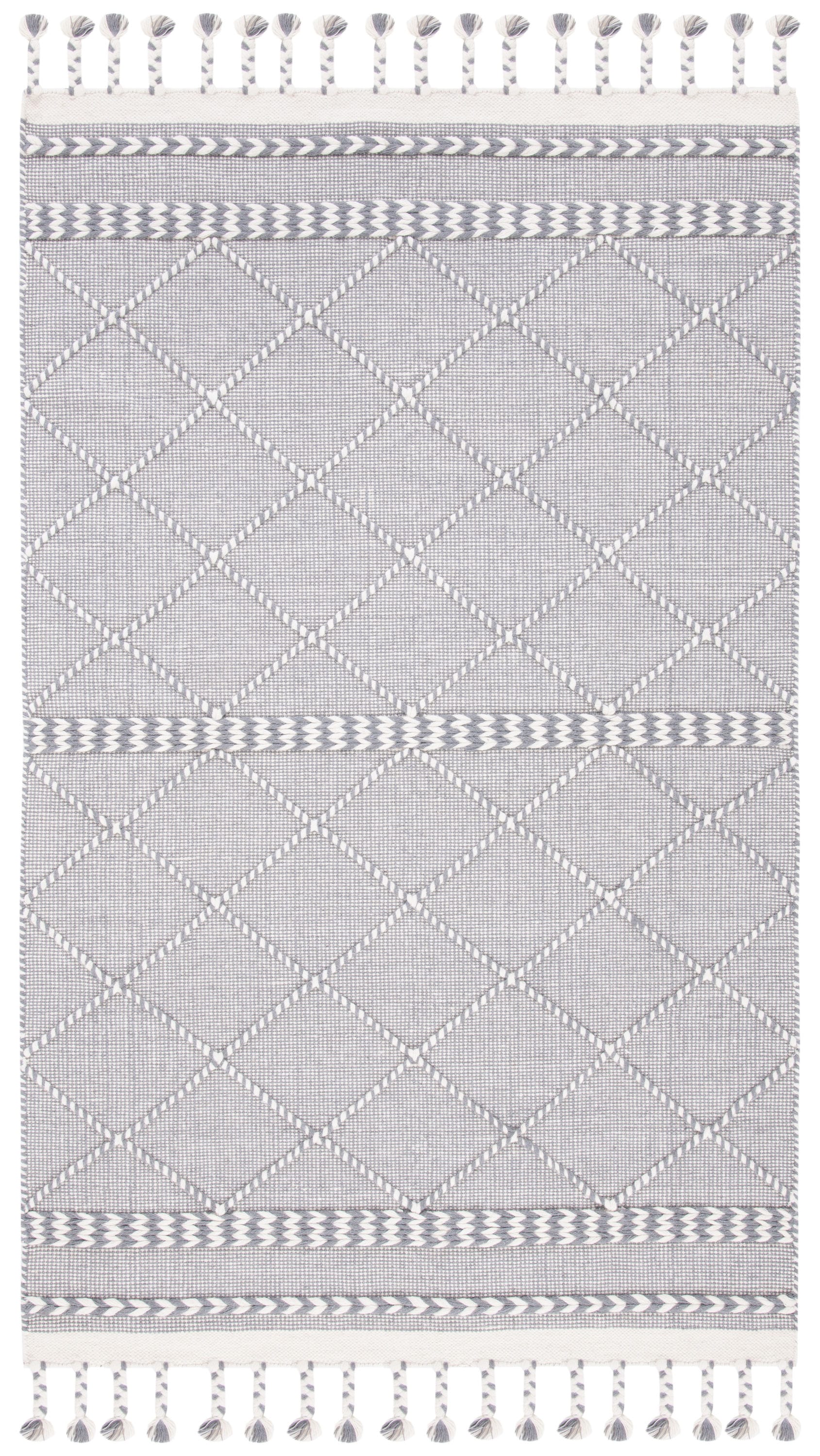 Safavieh CSB575F-5 Casablanca Constanze 5 x 8 (ft) Loomed Wool Gray/Ivory Rectangular Indoor Geometric Farmhouse/Cottage Area rug