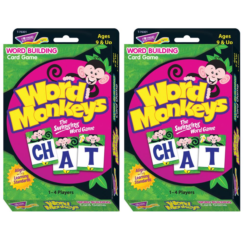 TREND Enterprises T-76301-2 Word Monkeys&#8482; Word Building Learning Card Game, 2 Decks