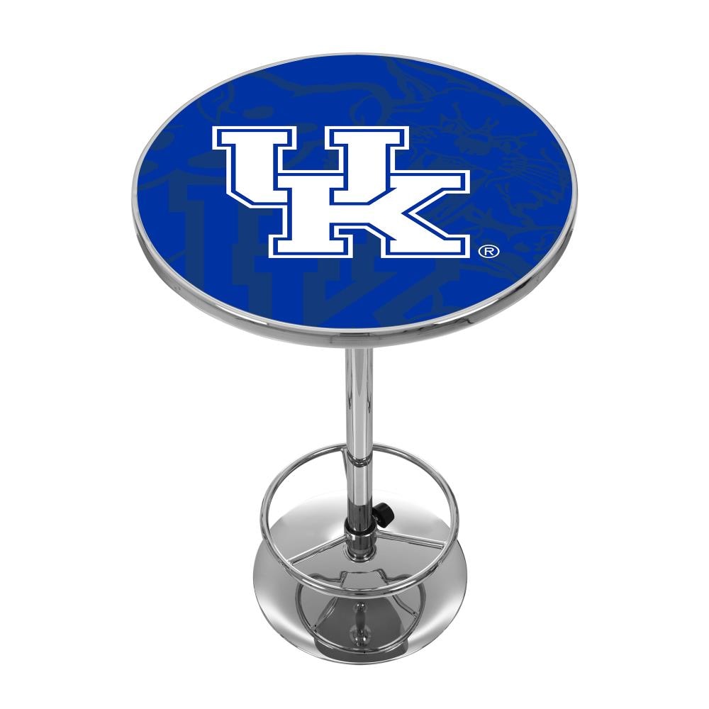 Trademark Gameroom KY2000-FADE Kentucky Wildcats Pub Tables Chrome Round Traditional Bar Table, Composite with Metal Pedestal Base 27.375-in L x 42-in H