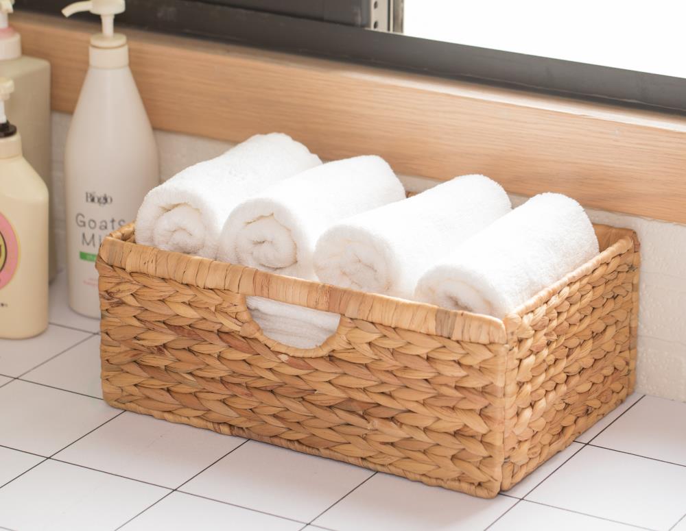 Foldable Natural Water Hyacinth Storage Bin, Small