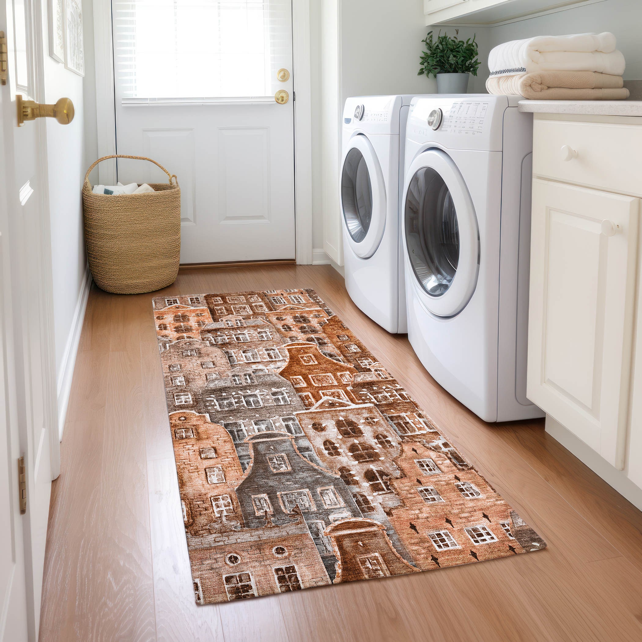 Addison Rugs ACN600PK2X8 Chantille ACN600PK 2 x 7 (ft) Polyester Paprika Rectangular Indoor/Outdoor Abstract Machine washable Runner rug