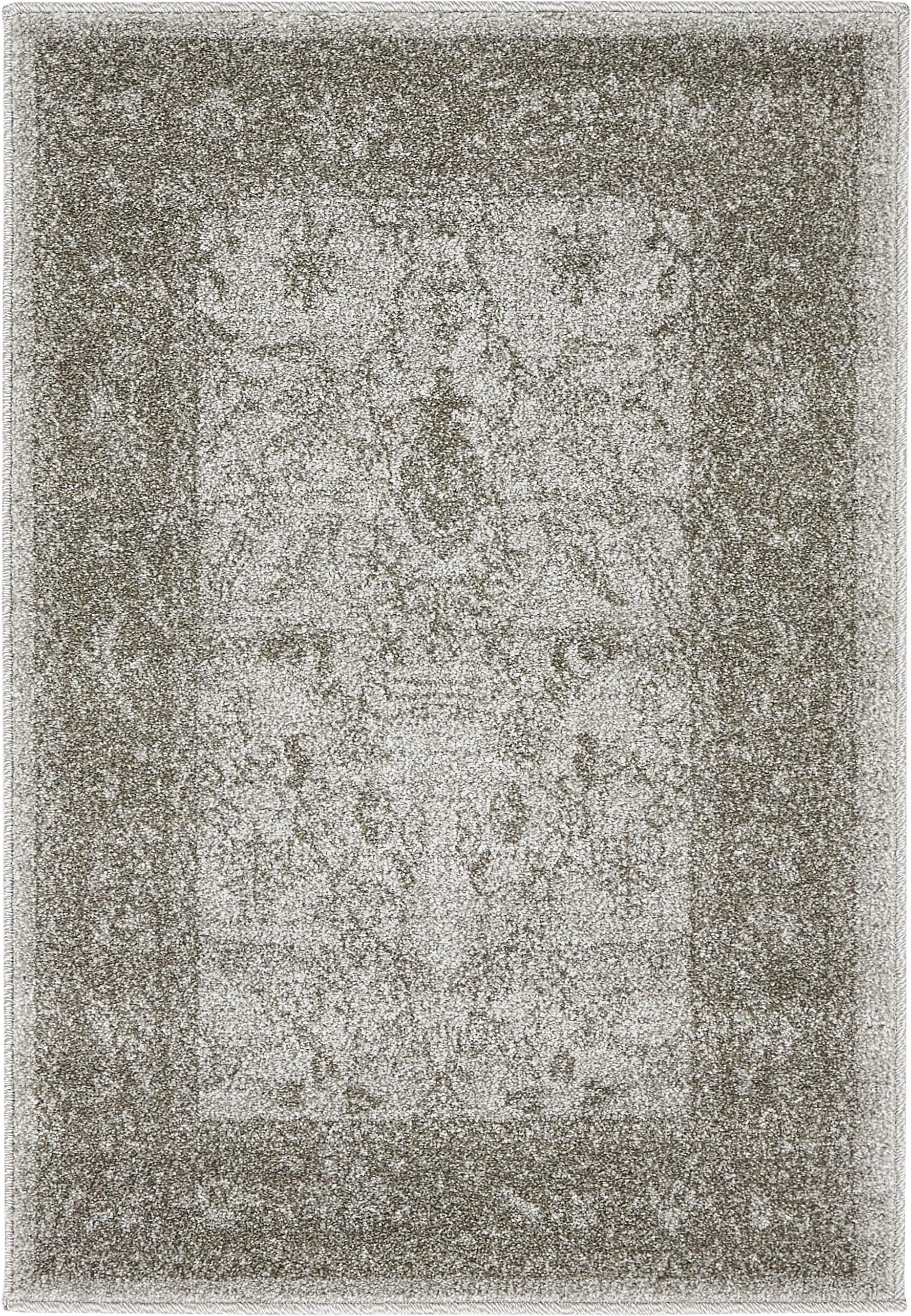 Light Gray Floral Synthetic Reversible Rectangular Rug 2x3 ft