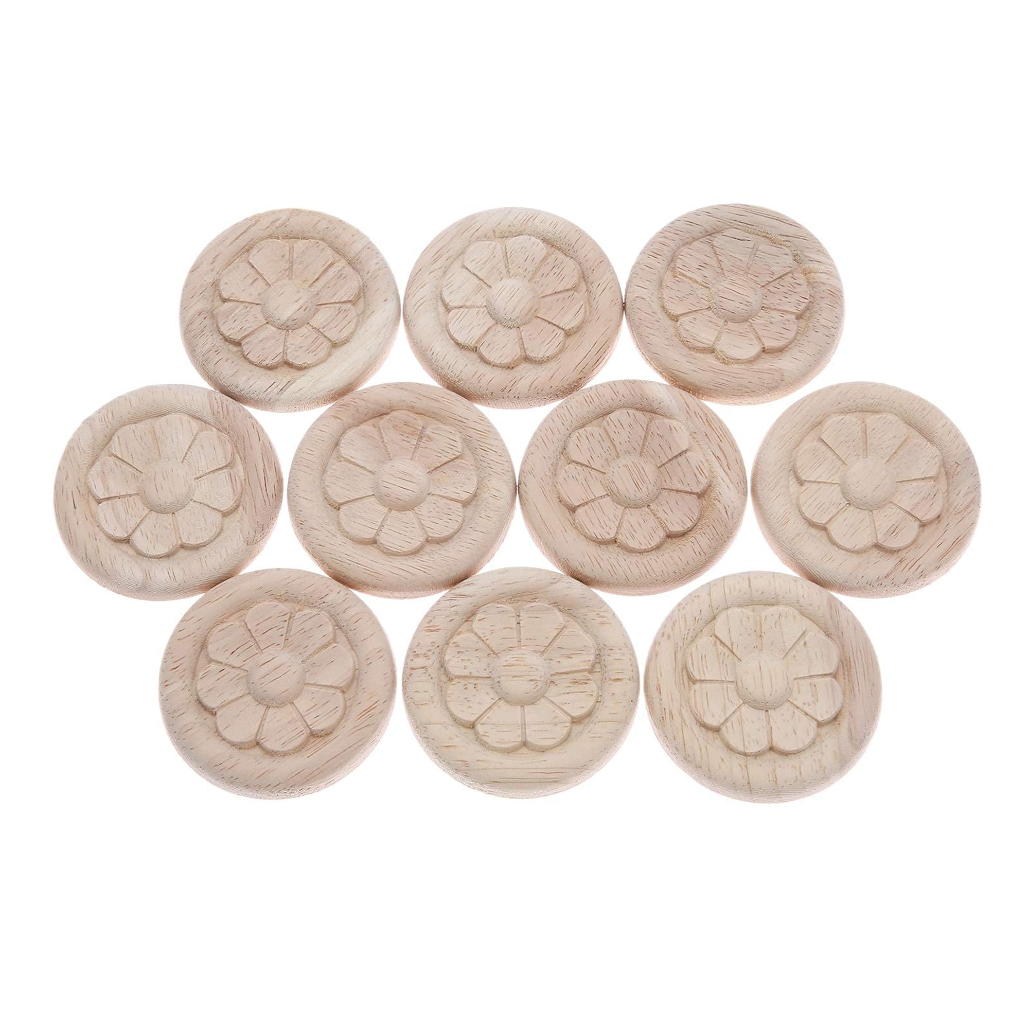 Numhew 2.36 in Round 10 Pack Wood Flower Applique Decals