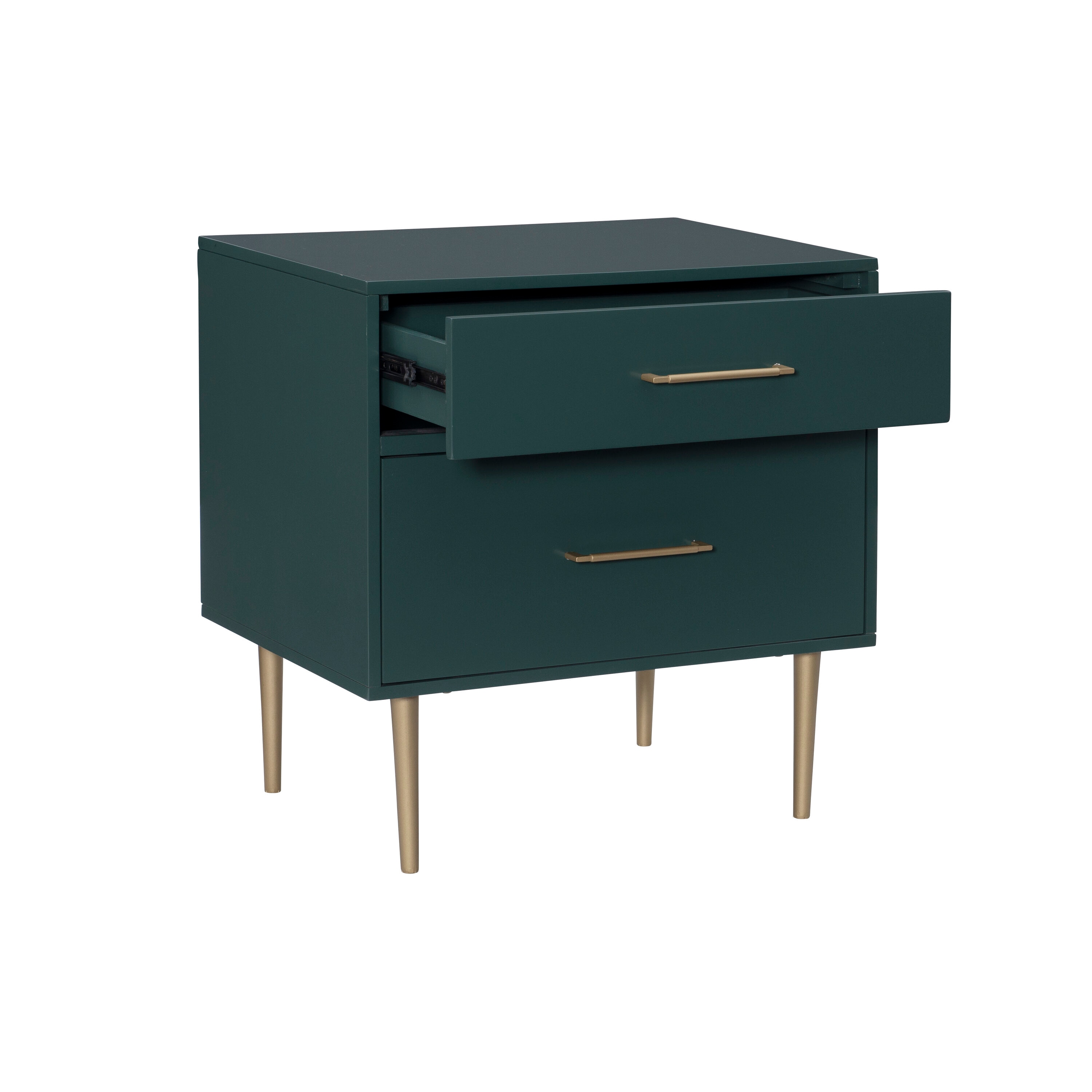 Linon Winston Dark Green Rubberwood Nightstand in the Nightstands