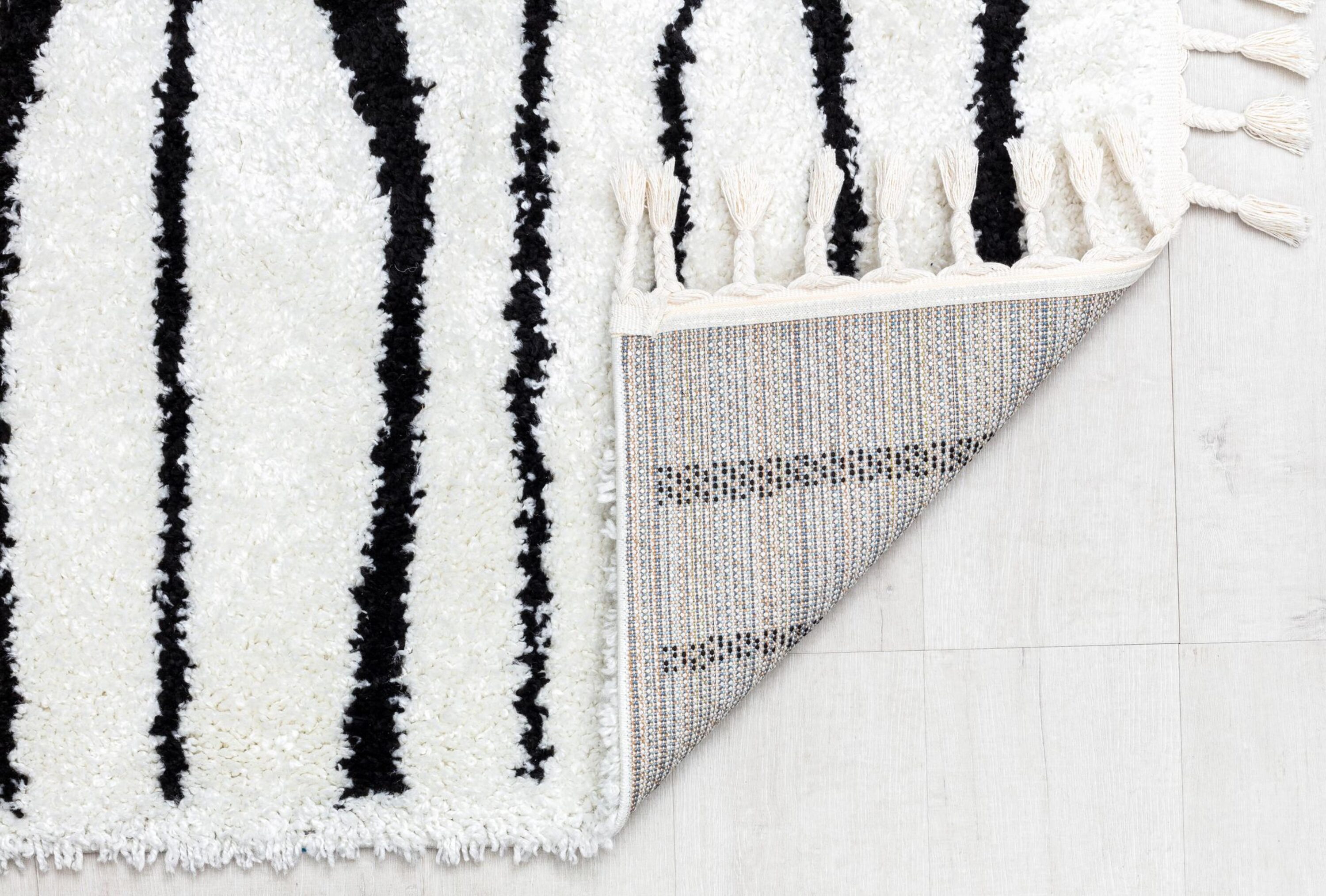 Black and White Abstract Shag Rectangular Rug 8' x 10'