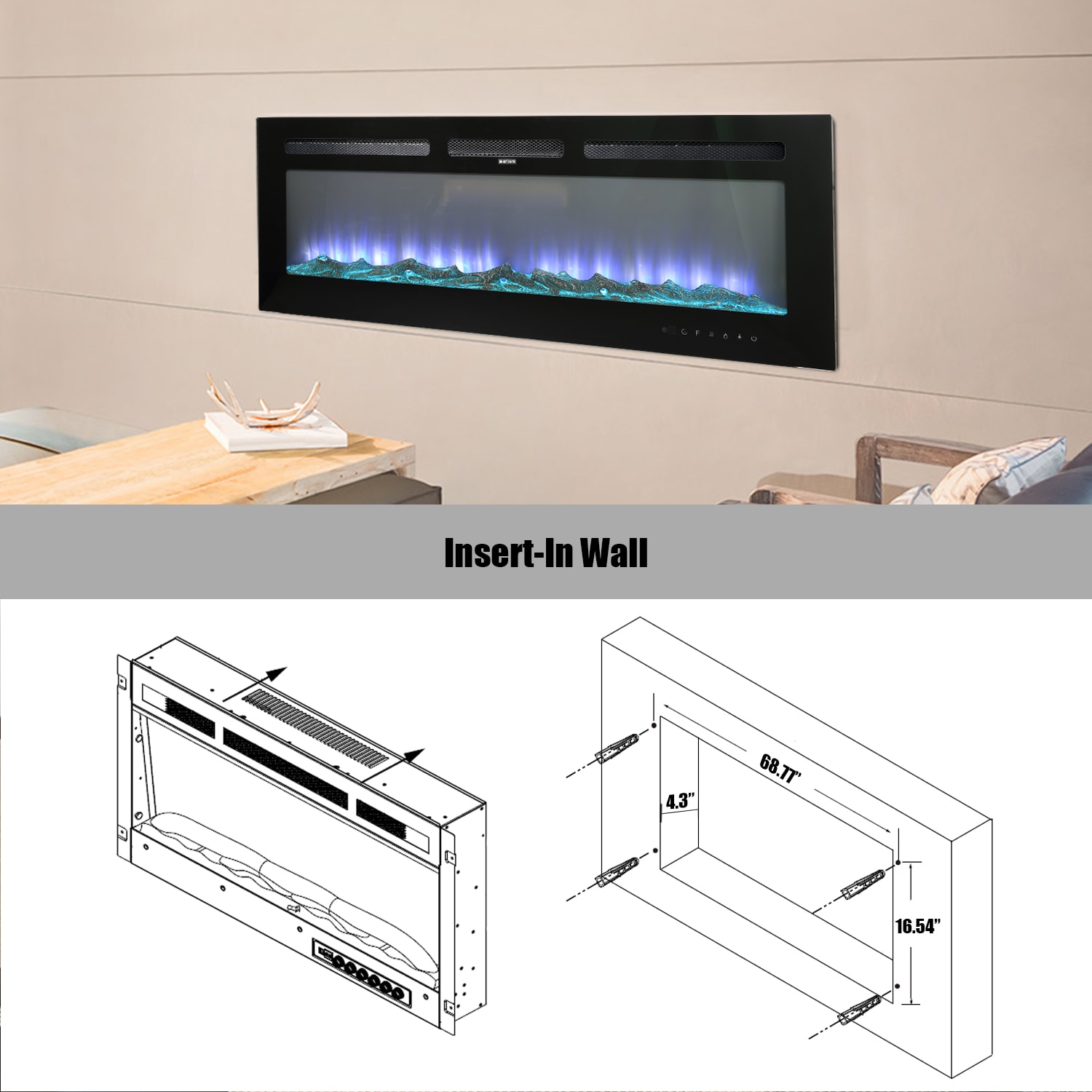 CASAINC WF-D0102HRT2YY-LA Electric-Fireplaces - View #3