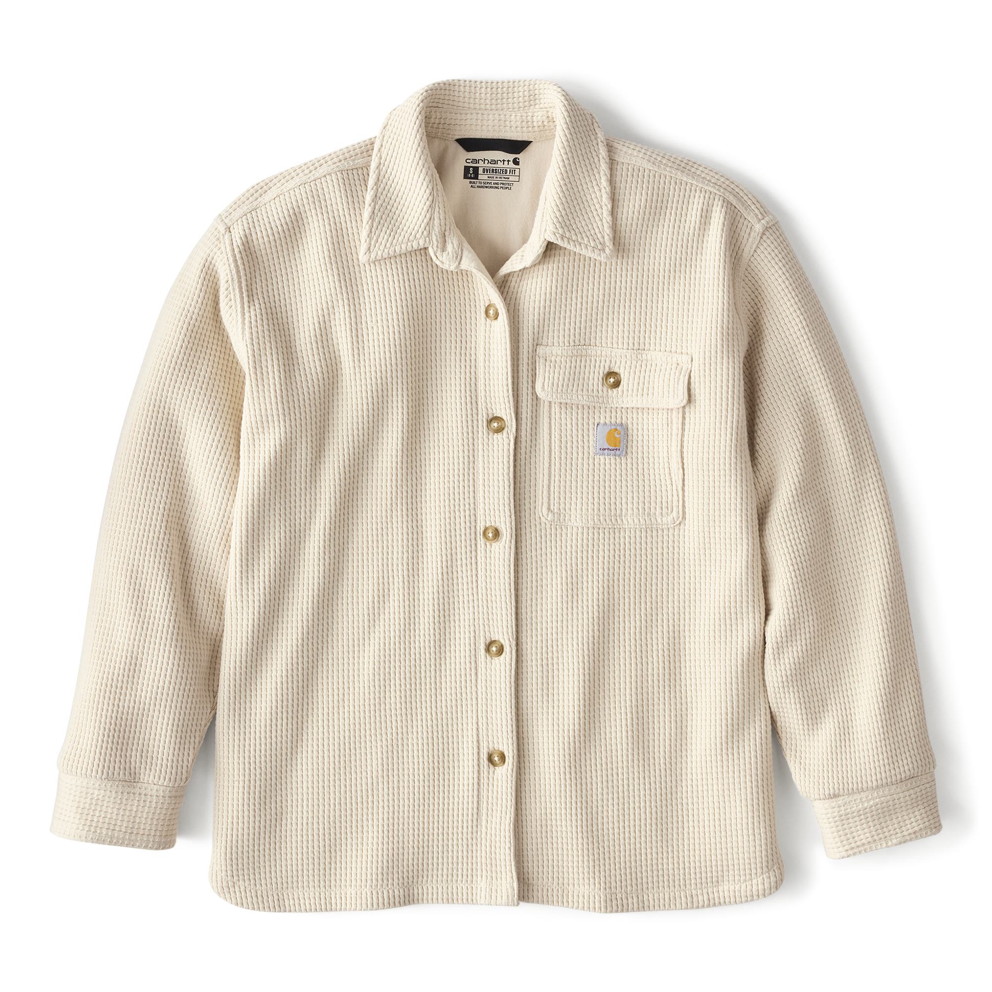 Carhartt Men's Off-white Heavy weight Knit Long sleeve Button-down