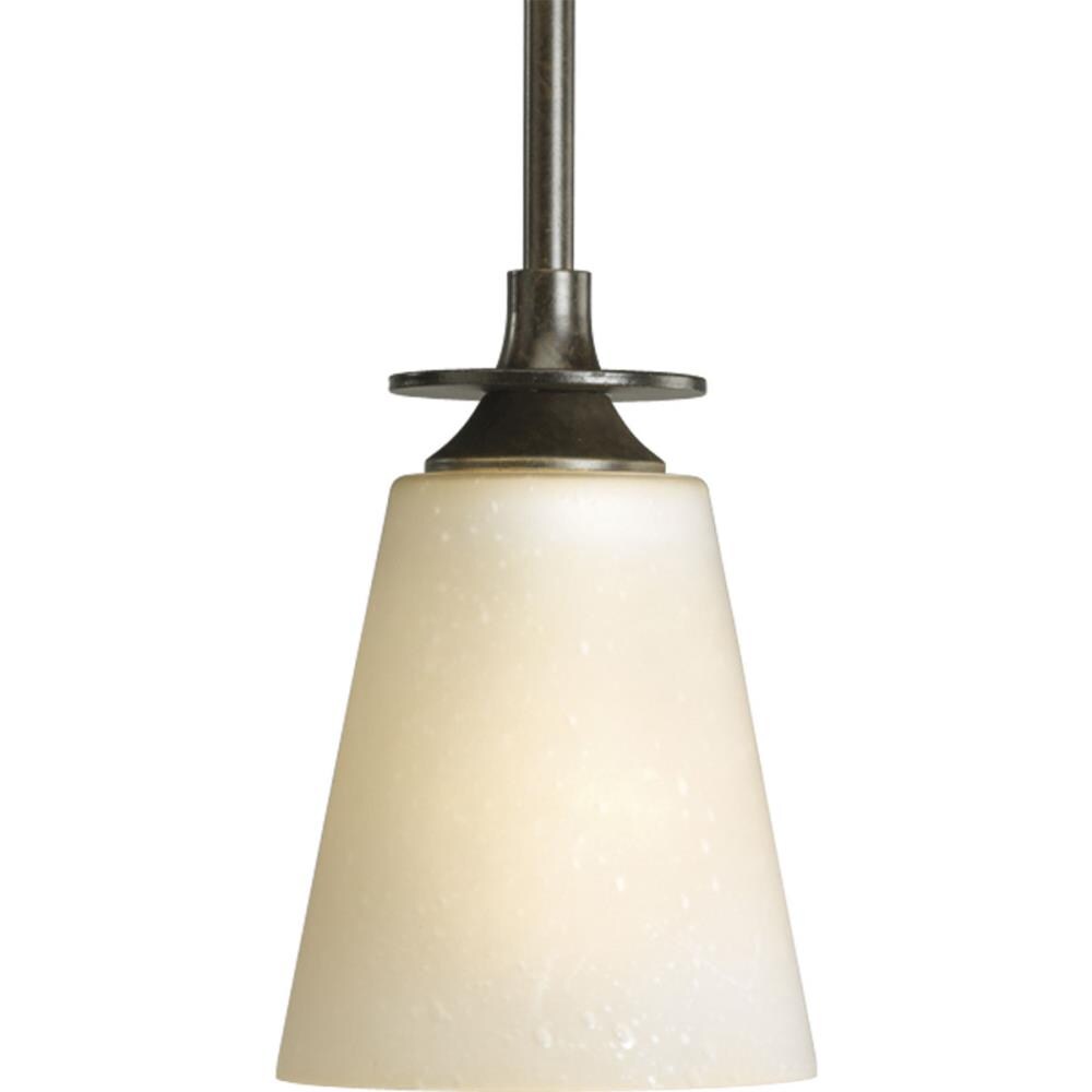 Progress Lighting P5139-77 Cantata 1 -Light Forged bronze Transitional Seeded glass Cone Mini Hanging Pendant light