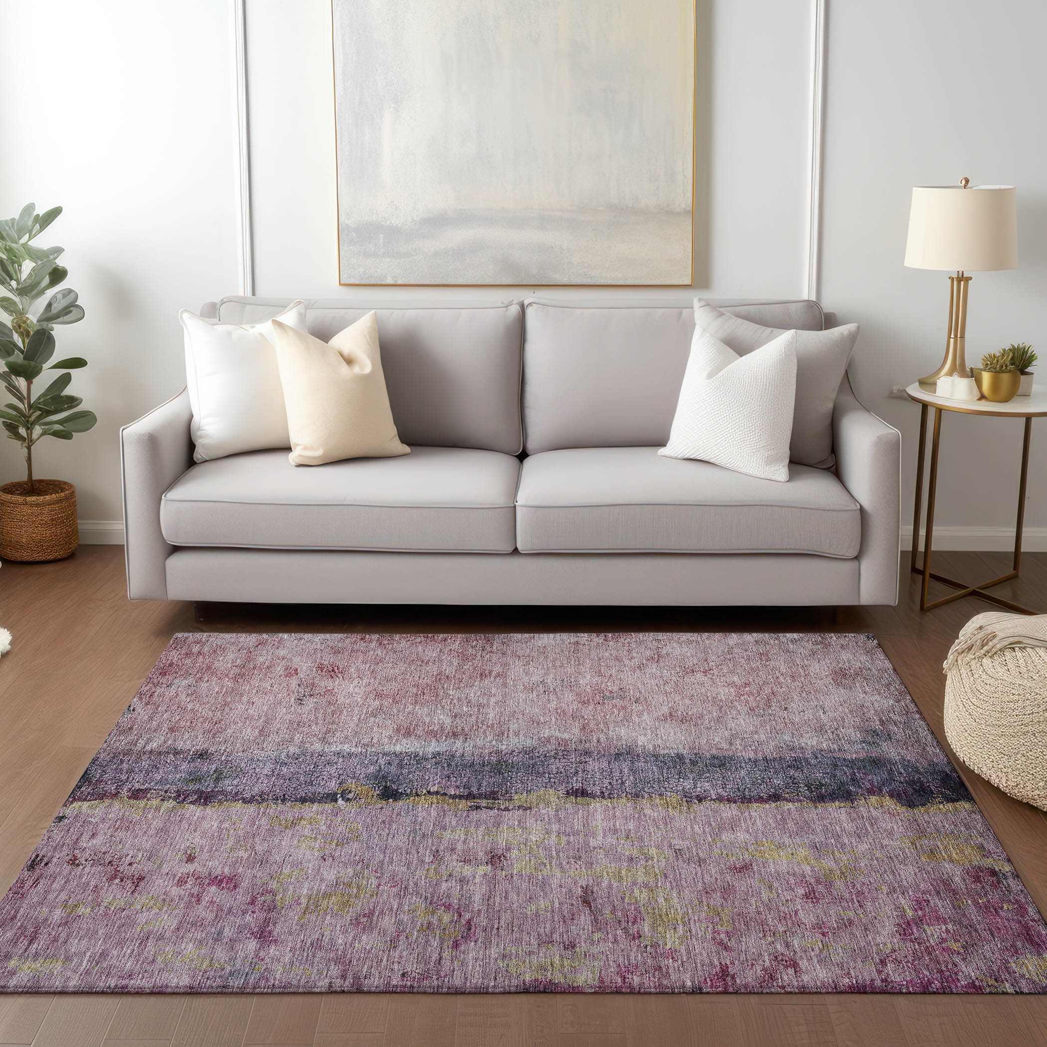 Addison Rugs ACN605BL8X10 Chantille ACN605BL 8 x 10 (ft) Polyester Blush Rectangular Indoor/Outdoor Abstract Machine washable Area rug
