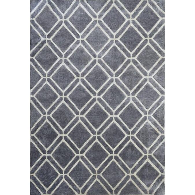 Allen Roth Shae 5 X 8 Grey Geometric, White And Grey Rug