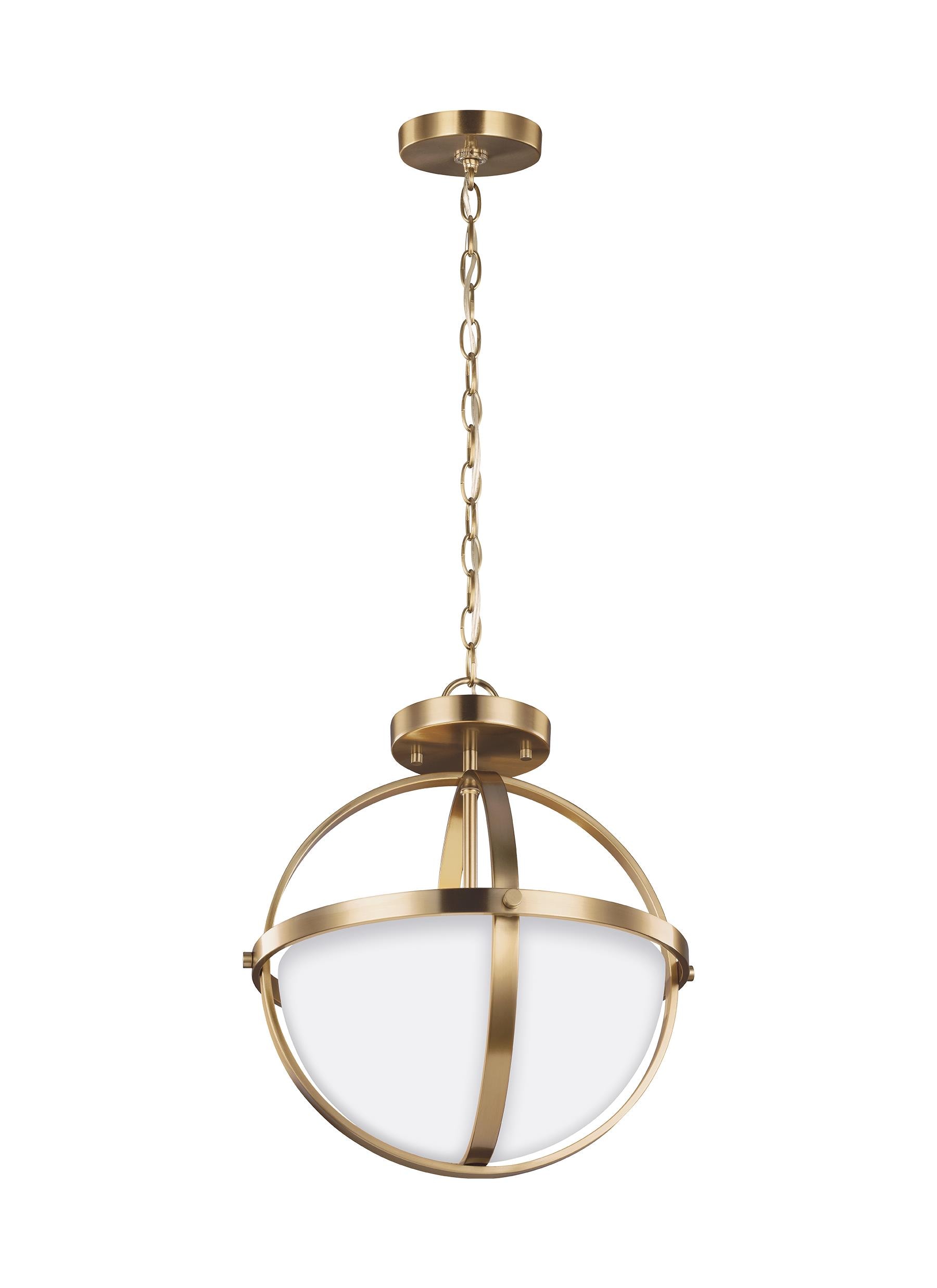 Generation Lighting 7724602-848 Alturas 2 -Light 14-in Satin Brass Semi Flush Mount Light