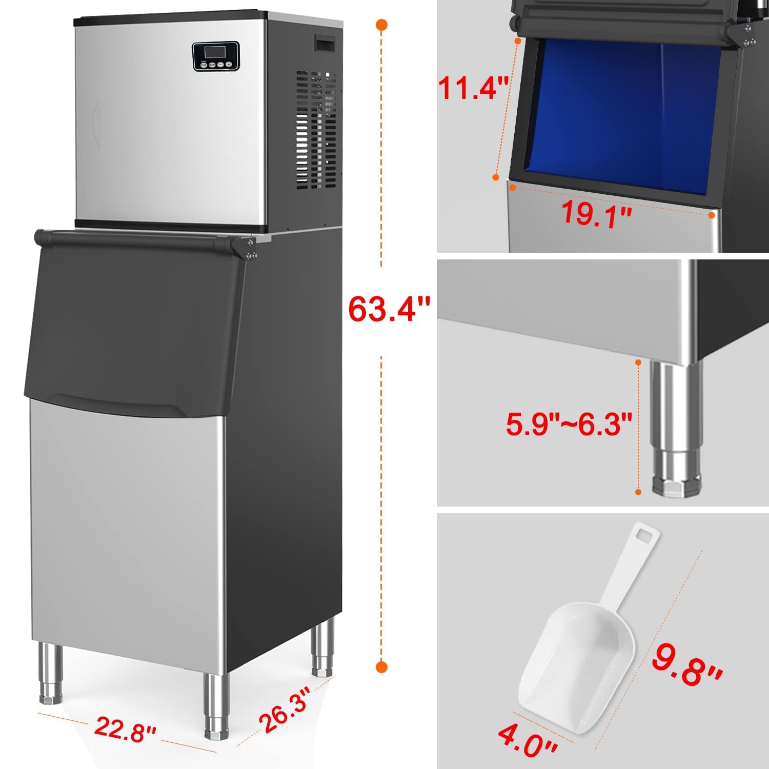Qeetex LHF-DYQ-PHO-0X7RLMBW Commercial-Ice-Makers - View #6