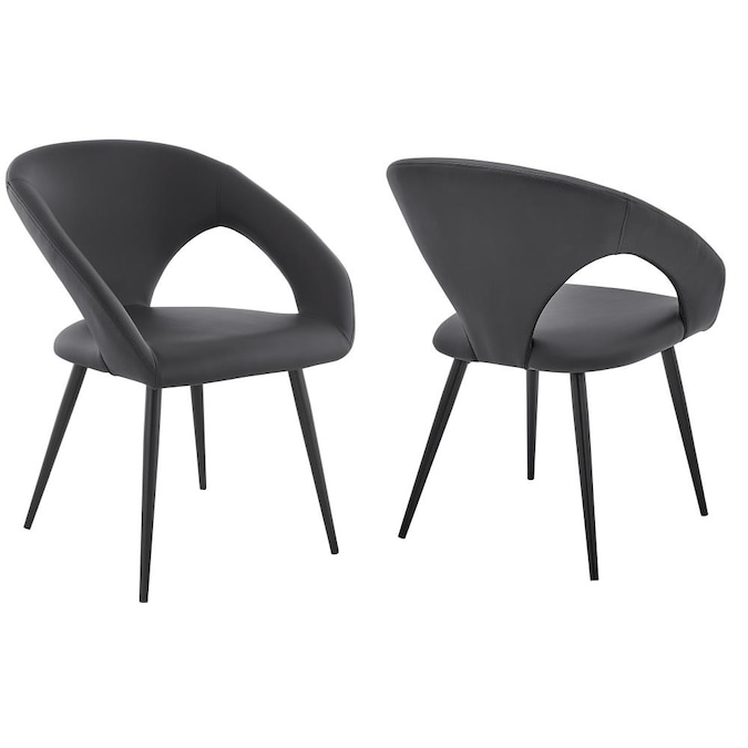 Armen Living Set Of 2 Elin Contemporary, Black And White Leather Dining Room Chair With Arms