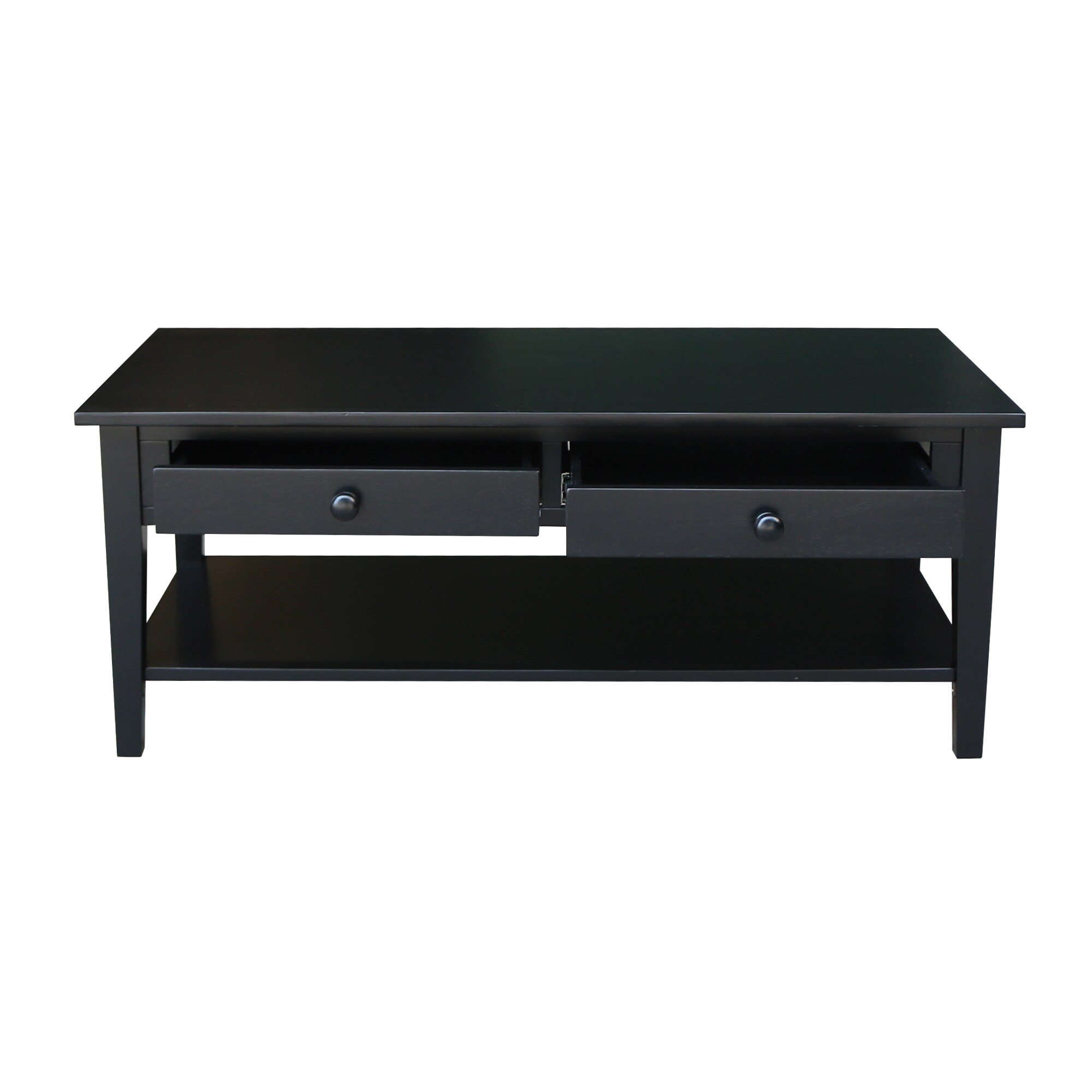 Spencer 54'' Black Parawood Rectangular Coffee Table with Storage