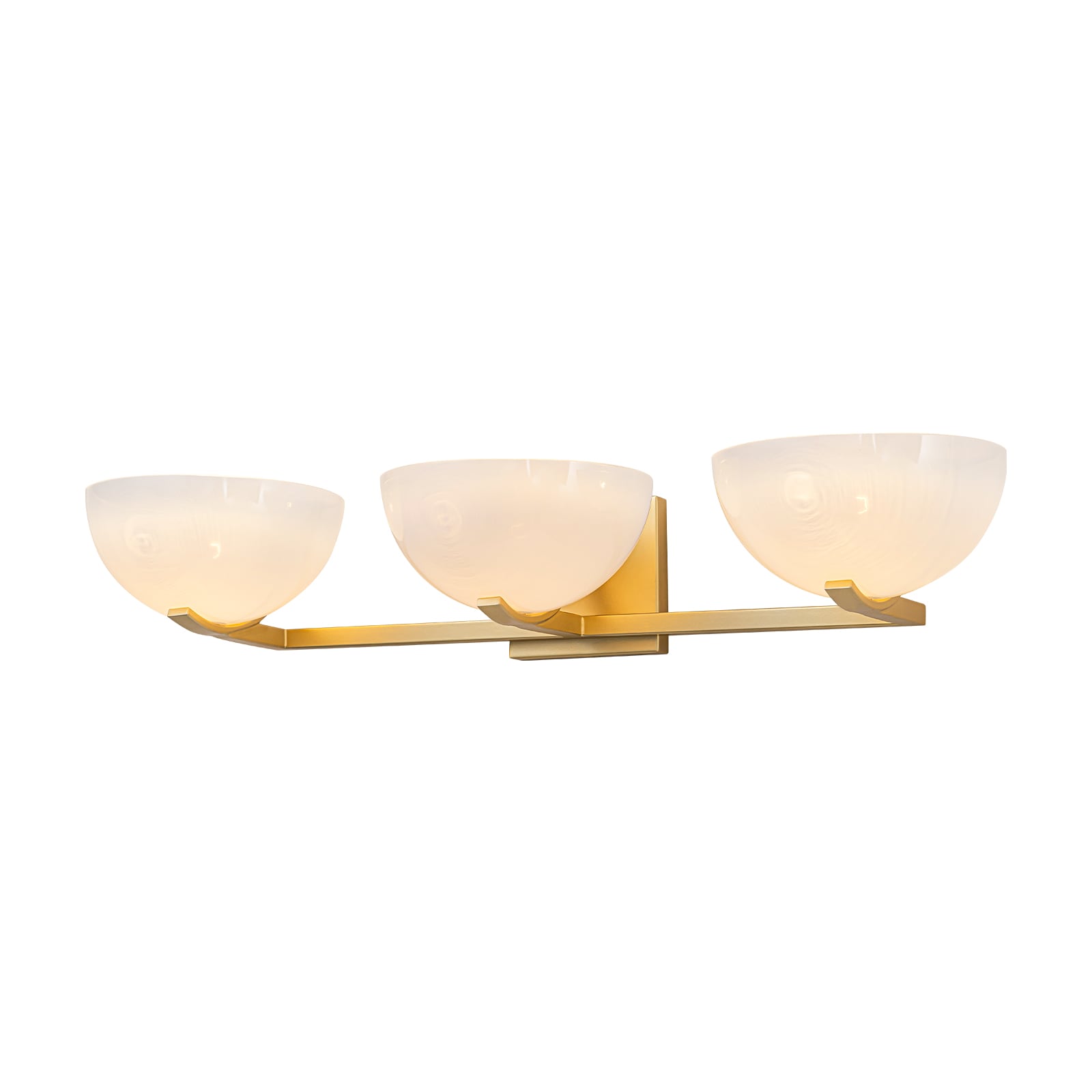 MENCOLULU Gradient White Half-Dome Bowl-Shape Glass Wall Lighting 28.62-in W 3 -Light Gold Transitional Wall Sconce