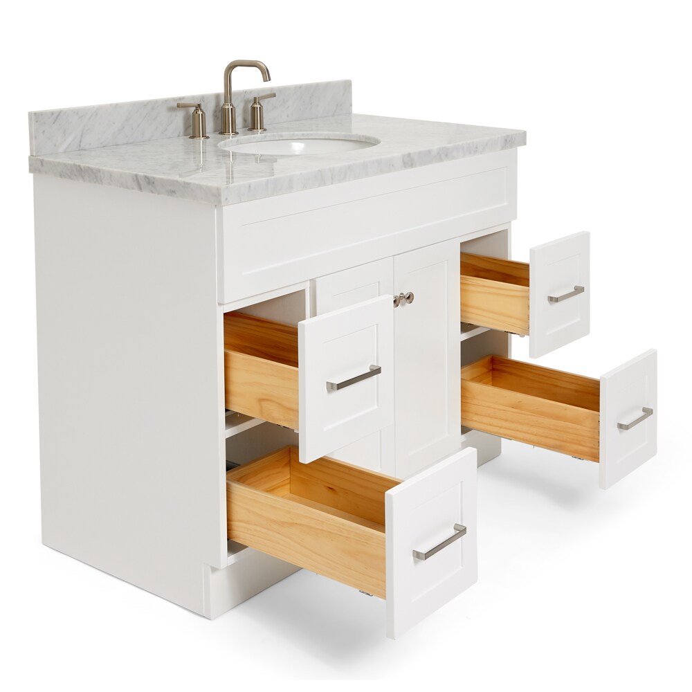 Ariel Hamlet 42 In White Undermount Single Sink Bathroom Vanity With Carrara White Marble Top In 