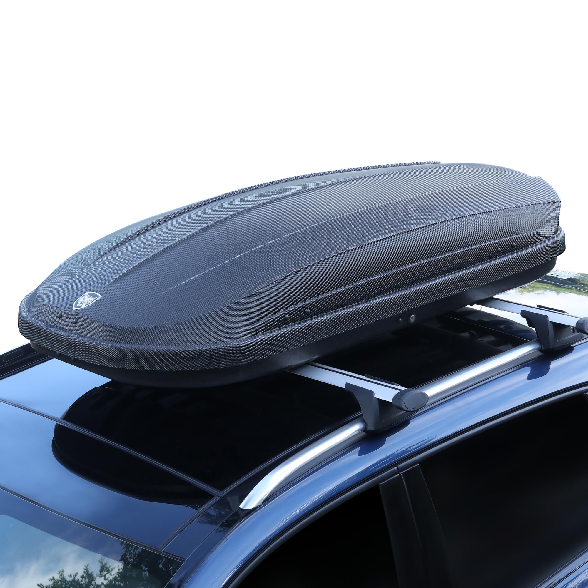 GarveeLife 14 Cubic Feet Black Roof Mount Cargo Box Waterproof UV Protected ABS Shell Dual Side Access 165 Lbs Load Capacity With Locks And Straps For Cars Vans SUVs Travel