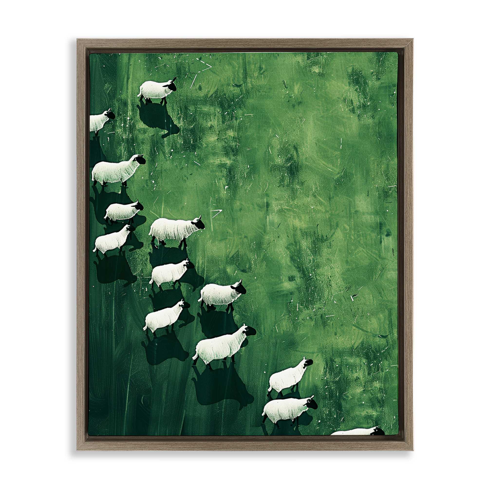 Stupell Industries BT-760-FFE-24X30 Wandering Sheep Abstraction Floating Frame design by Arlington Prints
