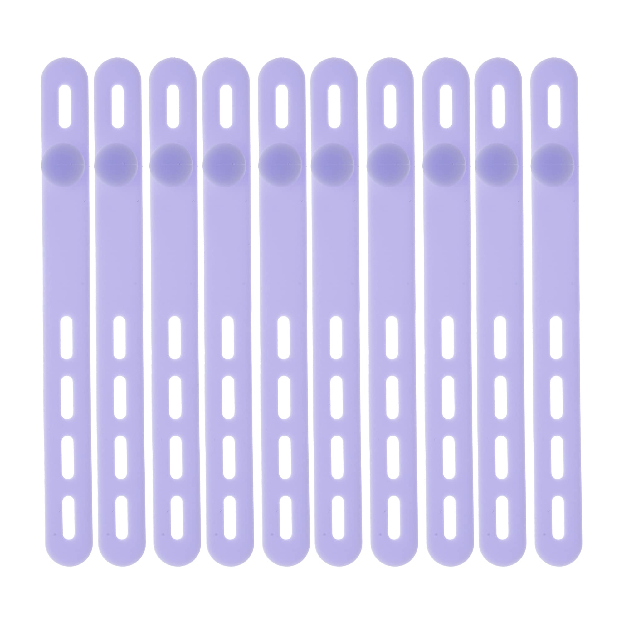 Unique Bargains 10pcs Cord Organizer Adjustable Silicone Cable Ties Elastic Cable Organizer Management Ties Reusable Charger Cable Strap Ties Purple #S26011400UX5814