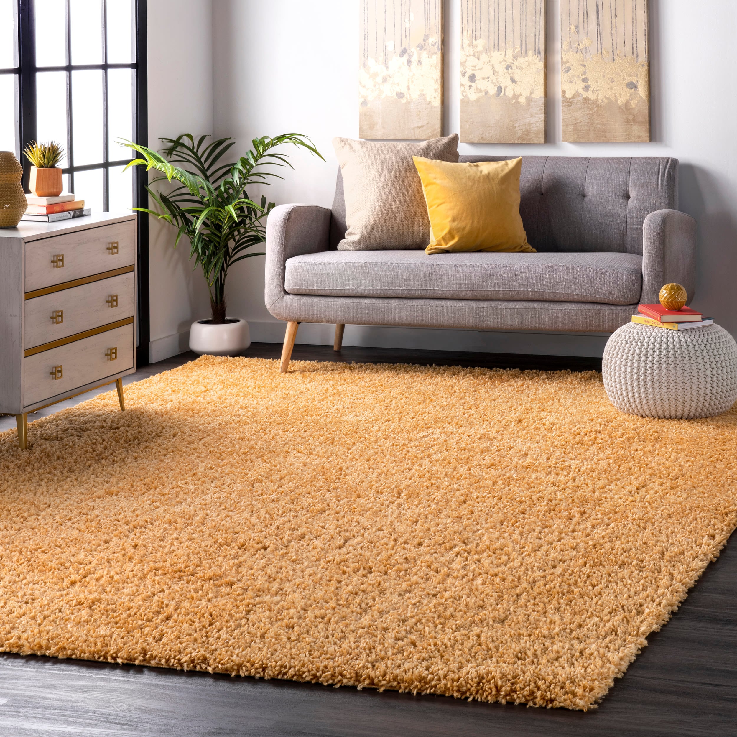 nuLOOM KKBX01H-203 Kara 2 x 3 (ft) Loomed Polypropylene Yellow Rectangular Indoor Solid Area rug