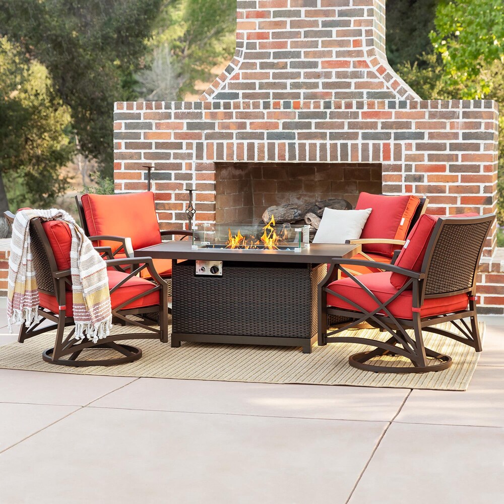 Kinger Home FP-003TBRN-SET-RED Patio-Conversation-Sets - View #2