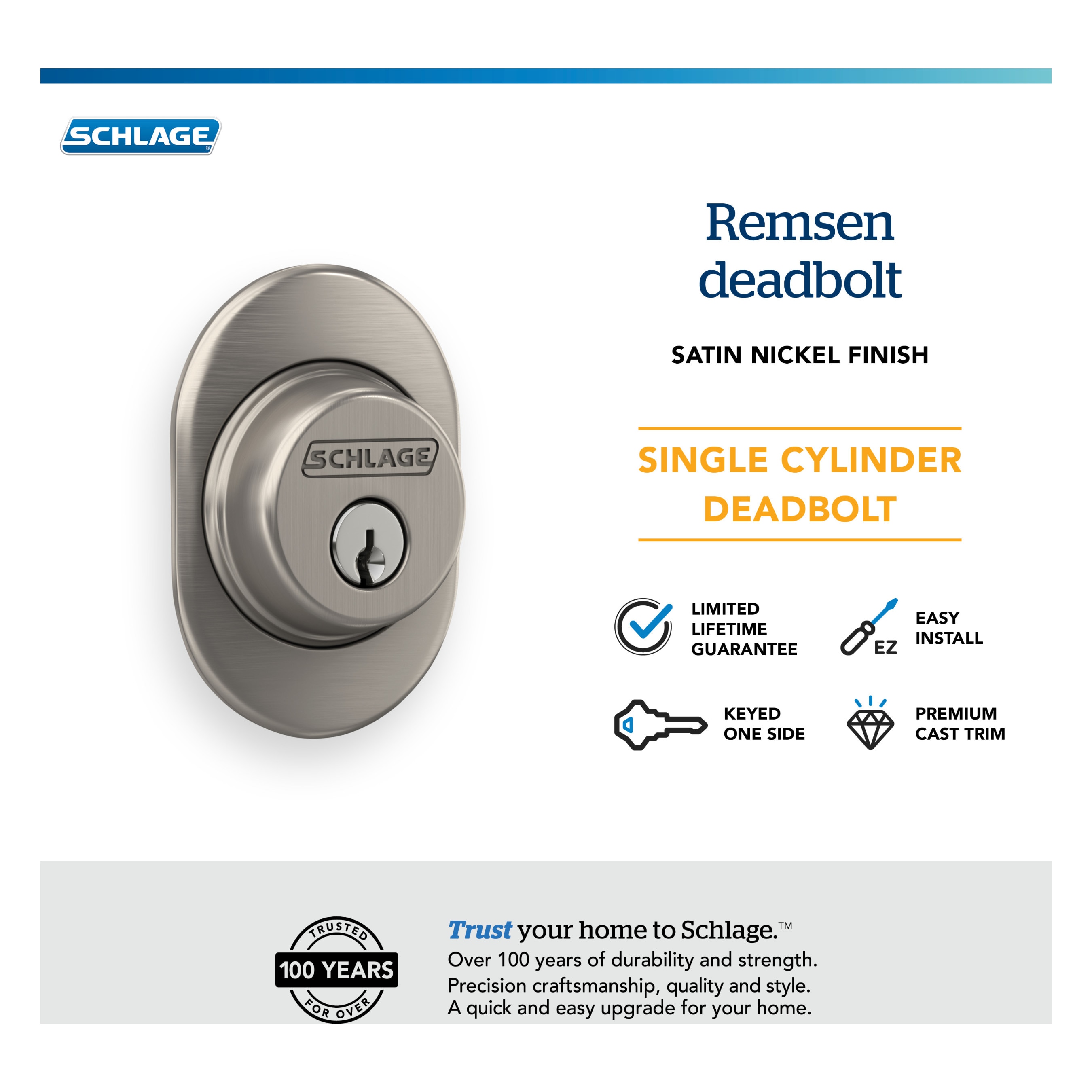 Schlage B60 RMN 619 Door-Deadbolts - View #5