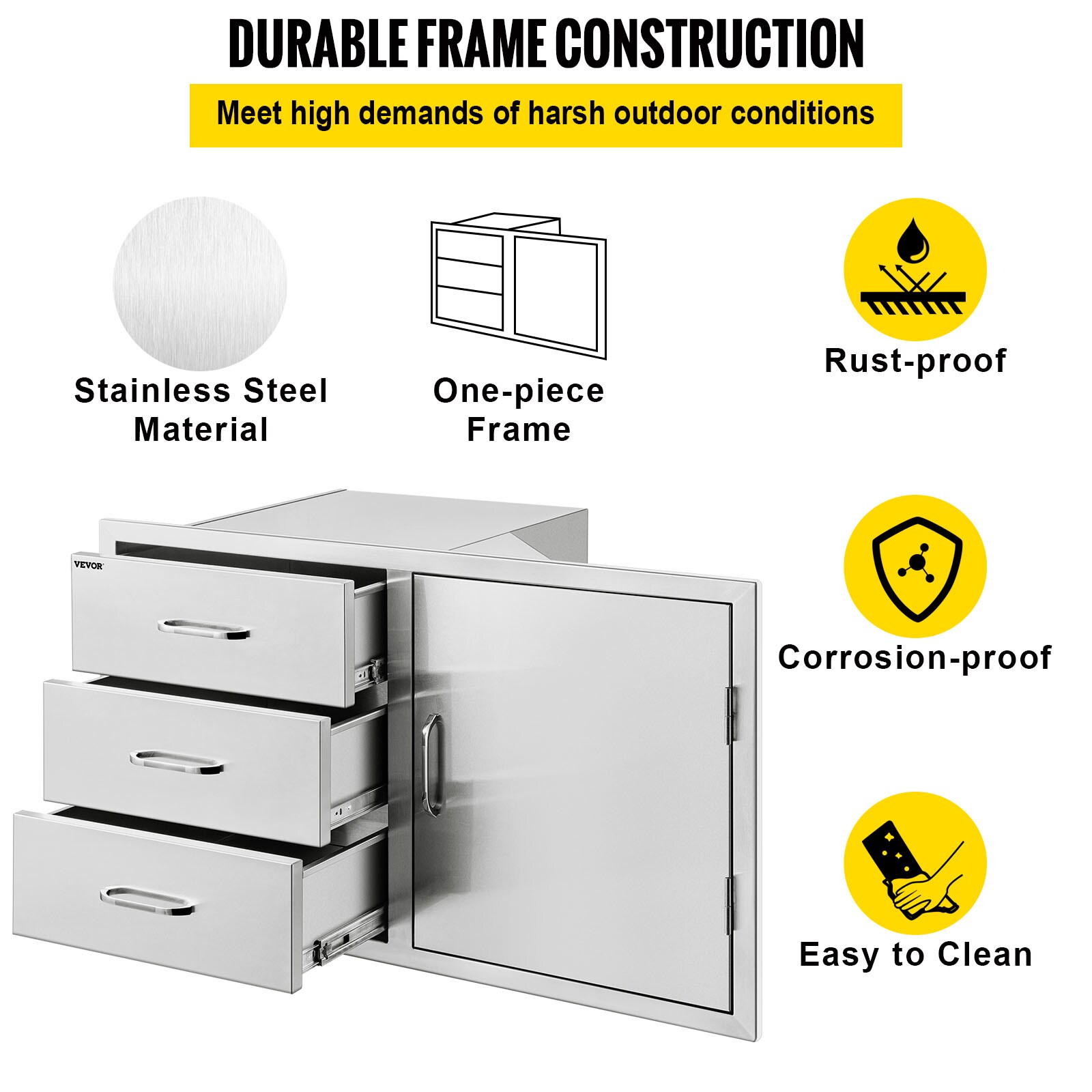 VEVOR Outdoor Kitchen Pull-Out Drawer 38.3-in W x 20.7-in D x 22.7-in H Outdoor Kitchen Cabinet