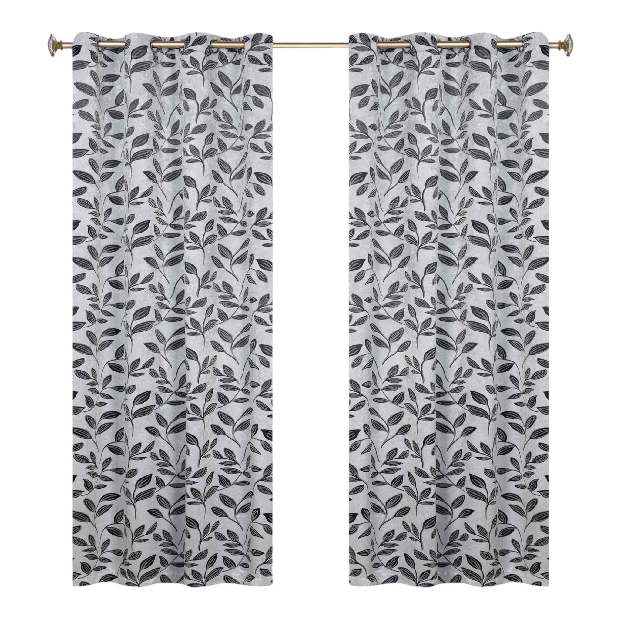 Slickblue - Bedroom Living Room Leaves Darkening Thermal Lined Grommet Window Curtain Panels Set ...
