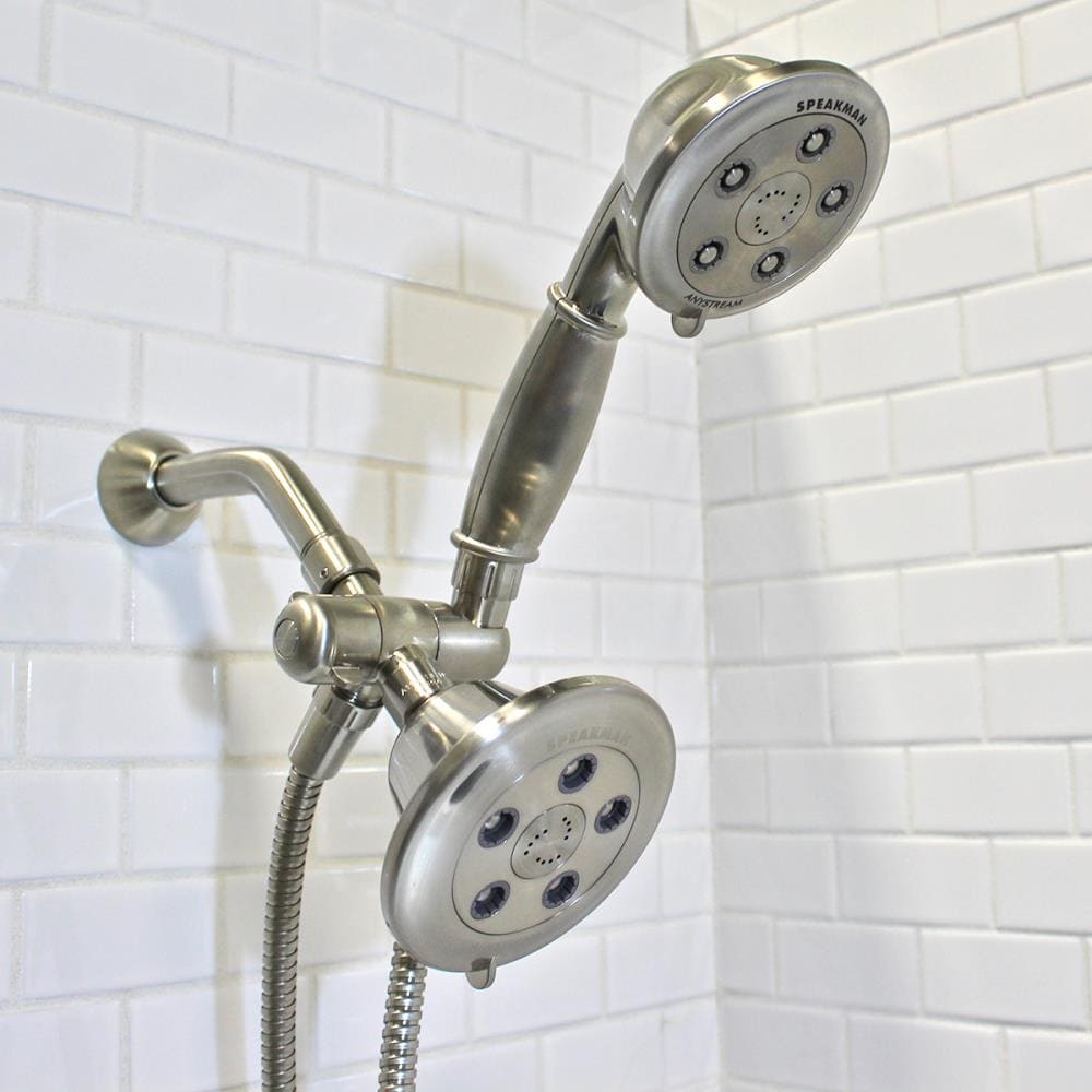 Speakman Chelsea 3-Settings Brushed Nickel 4-in Round Dual/Combo Shower ...