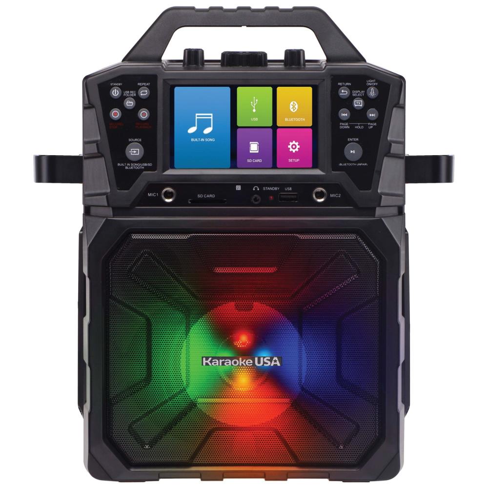 Starion KS303W-B Bluetooth Karaoke Machine l Front Load CD+G Player l Disco Light Effects l Built-in Speakers l One Karaoke Microphone Included 