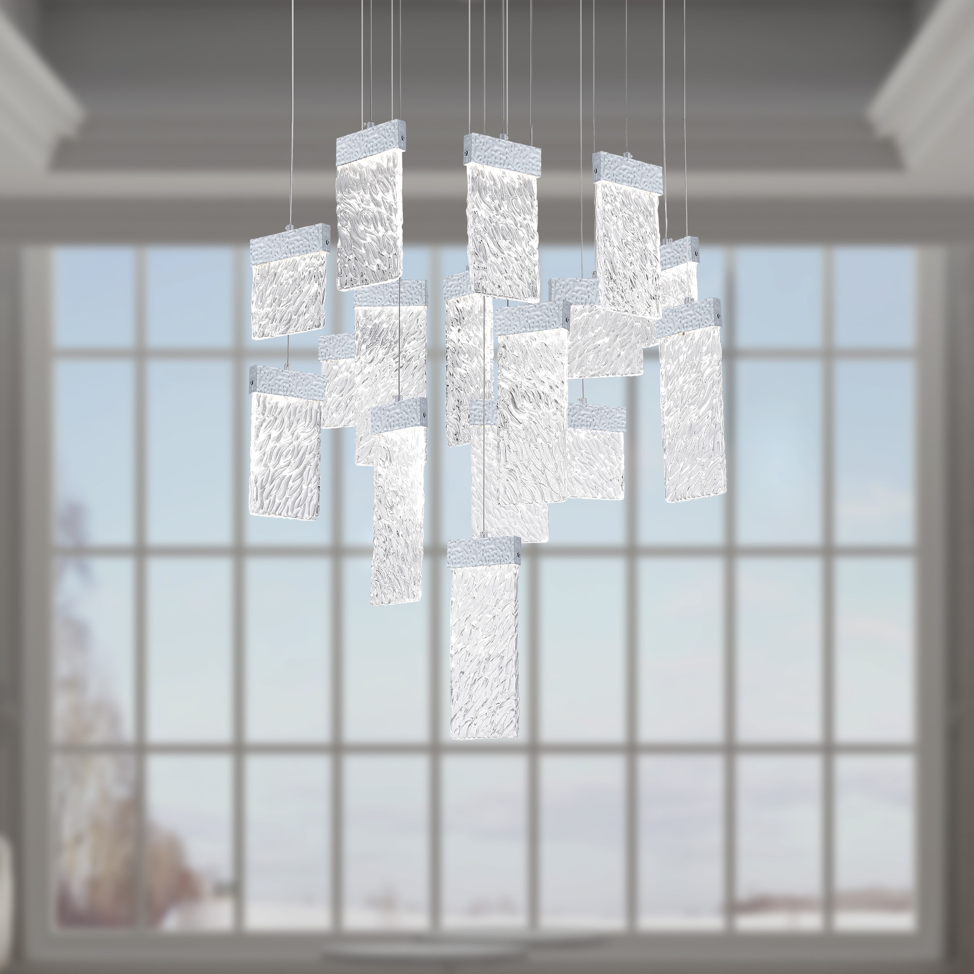 CWI Lighting 1090P32-16-269 Carolina Pewter Modern/contemporary Integrated LED For Use in Bathrooms, Bedrooms, Dining Rooms, Foyers, Kitchens, Living Rooms Chandelier