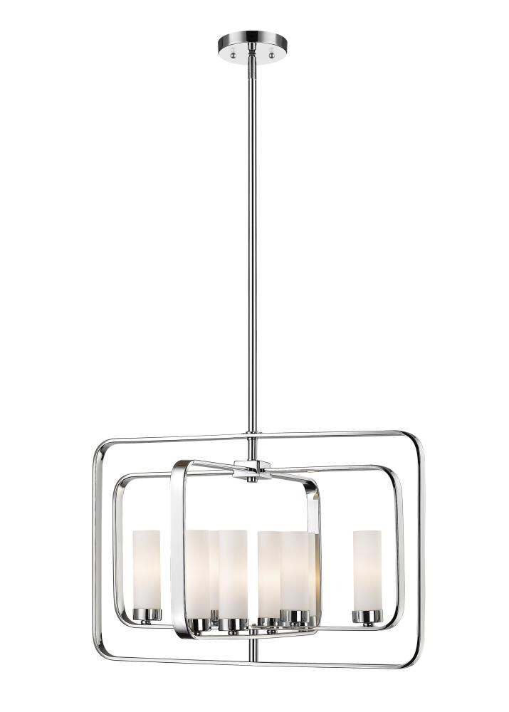 Z-Lite Tian 8-Light Brushed Nickel Modern/Contemporary White Glass 