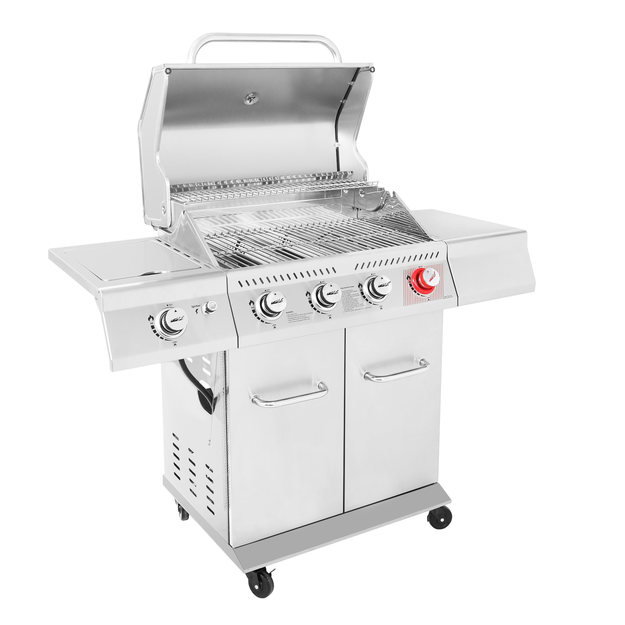 Royal Gourmet Stainless Steel 4-Burner Liquid Propane Gas Grill with 1 Side Burner GA4402S Sansujyuku sansujyuku.com