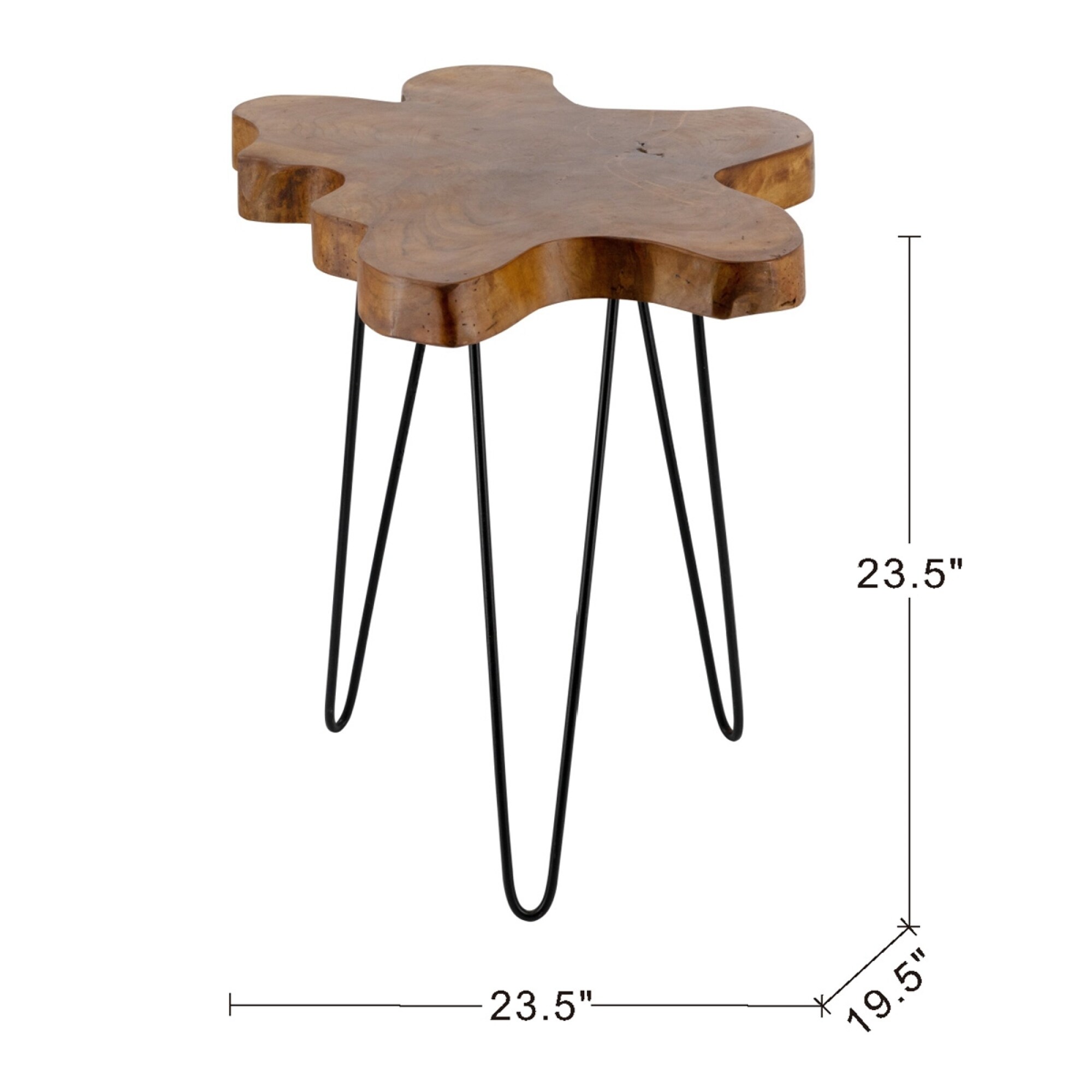 zwyo hosimu 23.5-in W Asymmetrical Side Table with Solid Teak Wood Live ...