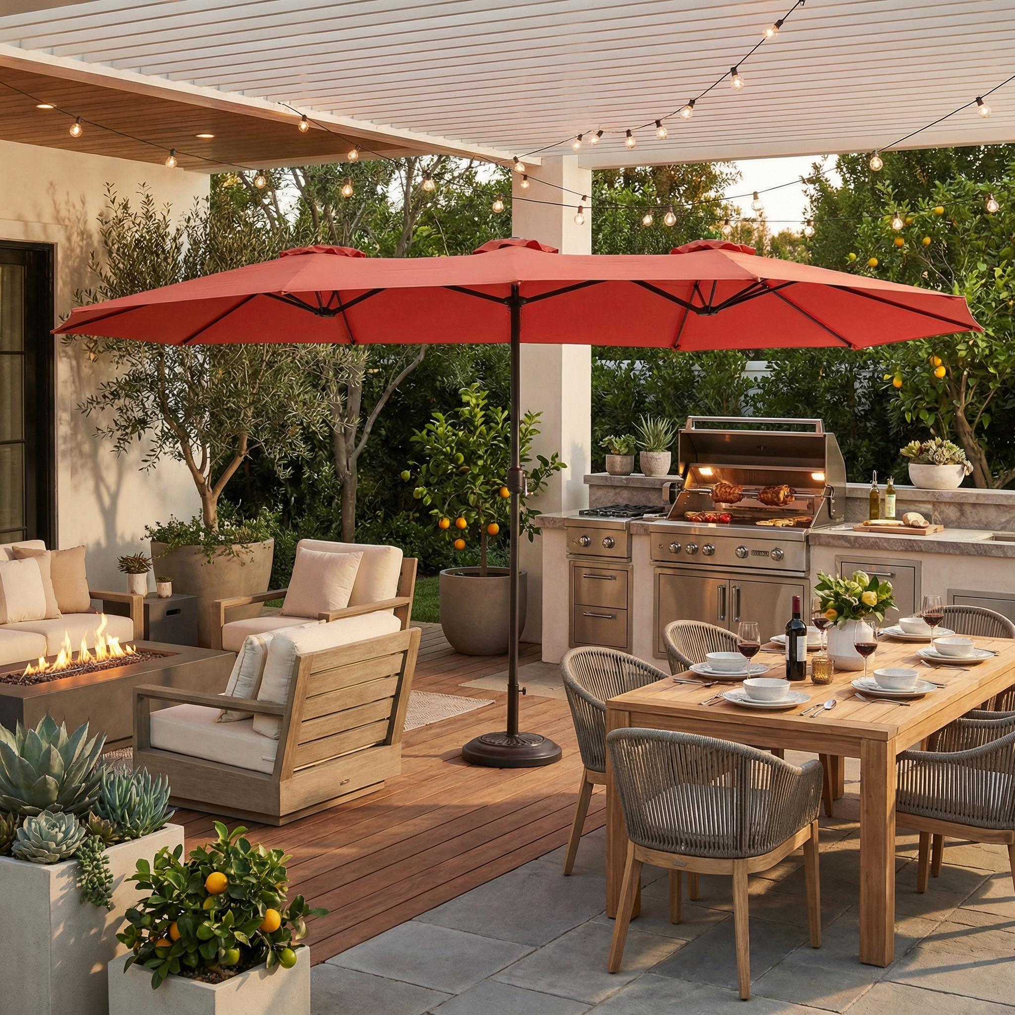 black and white floral patio umbrella Phoebe Patio Umbrella