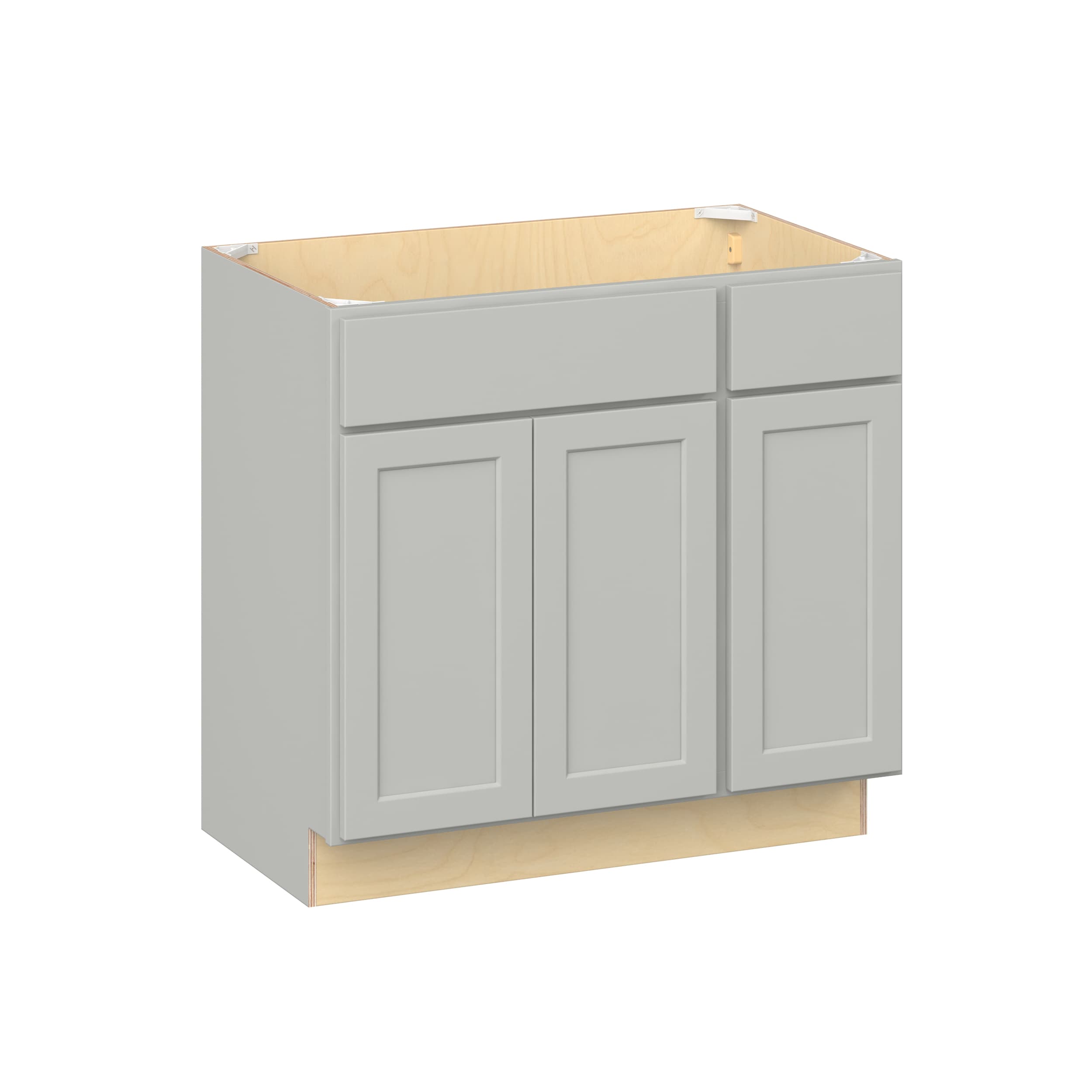 RELIABILT Parkstone II 36-in W x 34.5-in H x 22-in D Light Gray Painted Sink Vanity Base Fully Assembled Plywood Cabinet Flat Panel Shaker