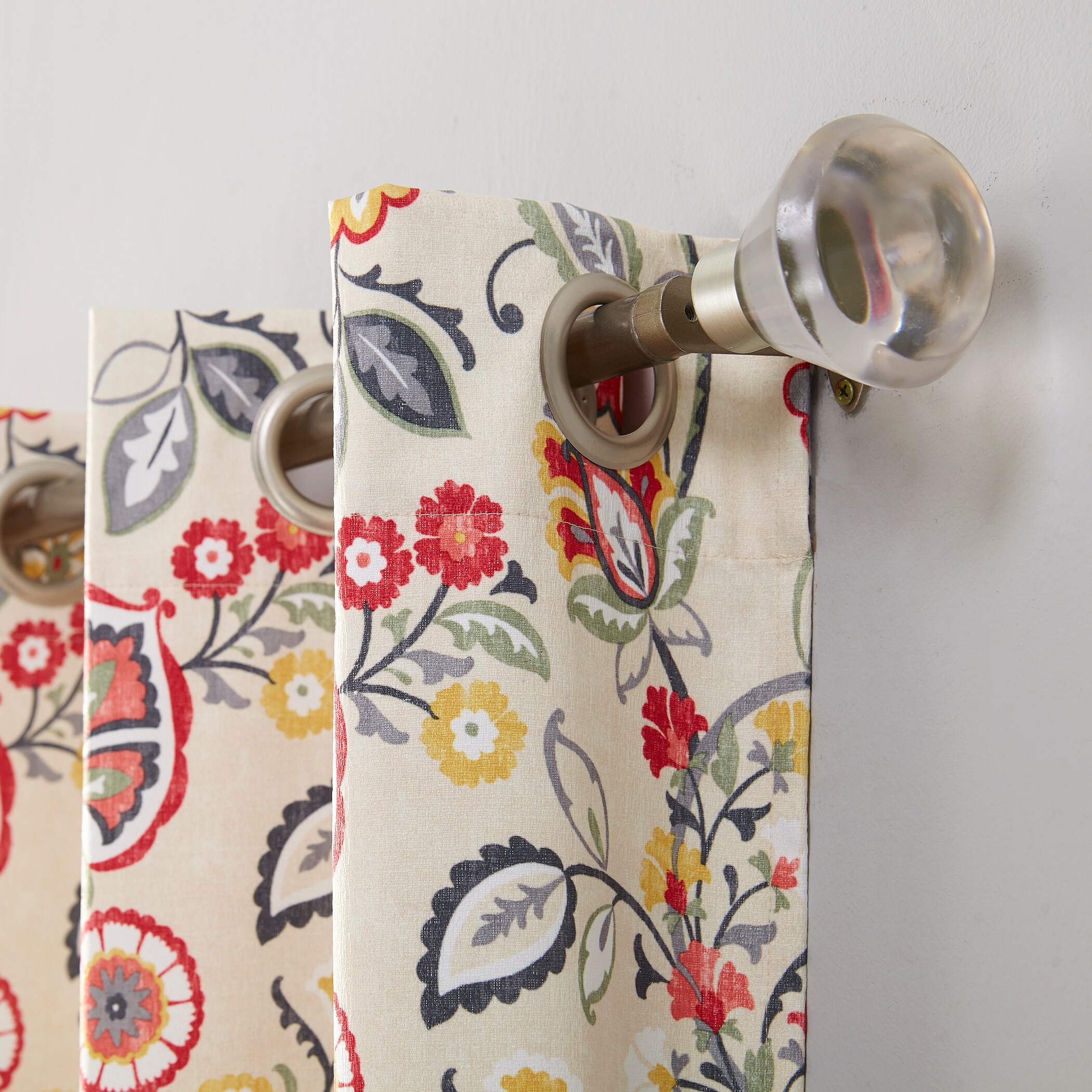 Linen Floral Room Darkening Grommet Curtain Panel, 40x84
