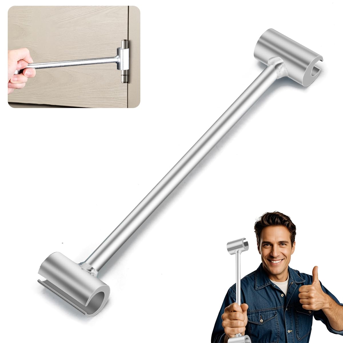 KHKFY  Door Hinge Adjustment Tool Heavy Duty Steel Gap Adjusting Wrench for Fireproof Security and Residential Doors Adjustable 033 to 068 Inch