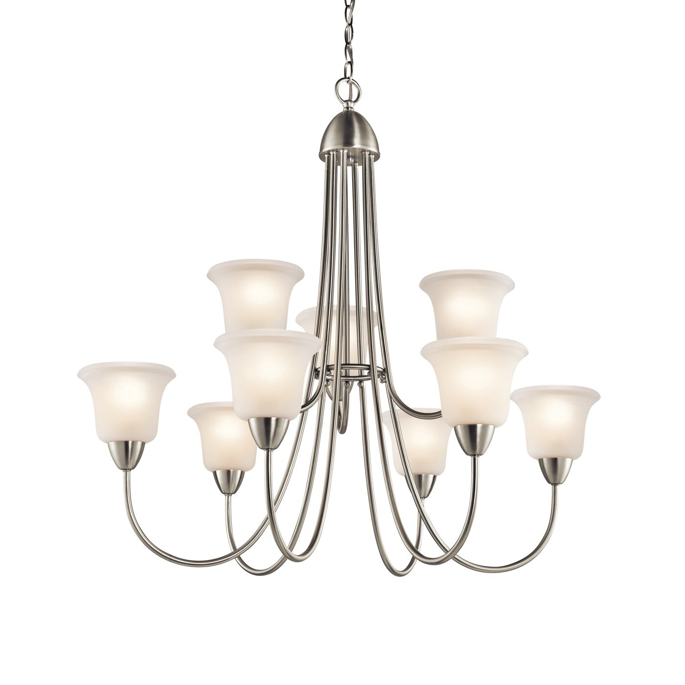 Kichler 42885NI Nicholson 9 -Light Brushed Nickel Transitional For Use in Bedrooms, Dining Rooms, Foyers, Kitchens, Living Rooms Chandelier