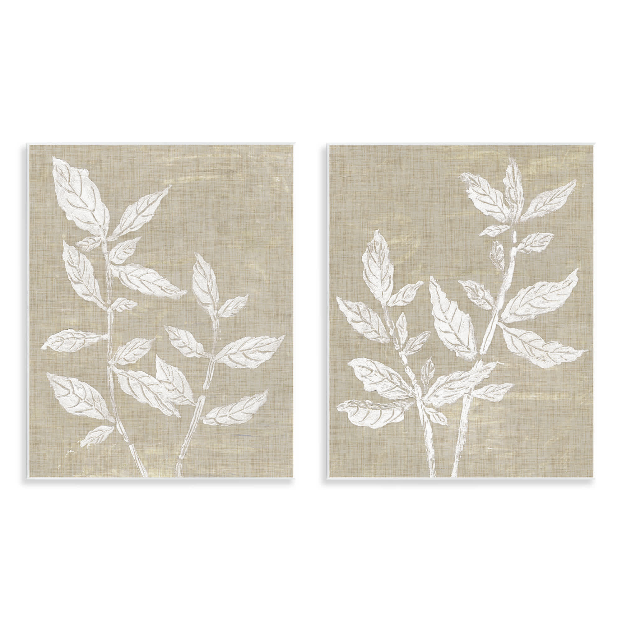 Stupell Industries B2-765-WD-2PC-11X14 Botanicals on Textile Pattern 2 Piece Wall Plaque Art Set By Melissa Wang 11 x 14