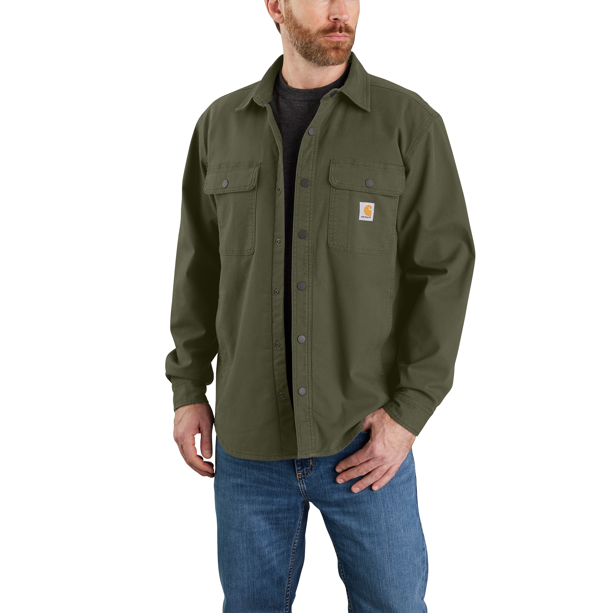 Carhartt 105419-G72XL Men's Green Canvas Long sleeve Button-down shirt ( XL )
